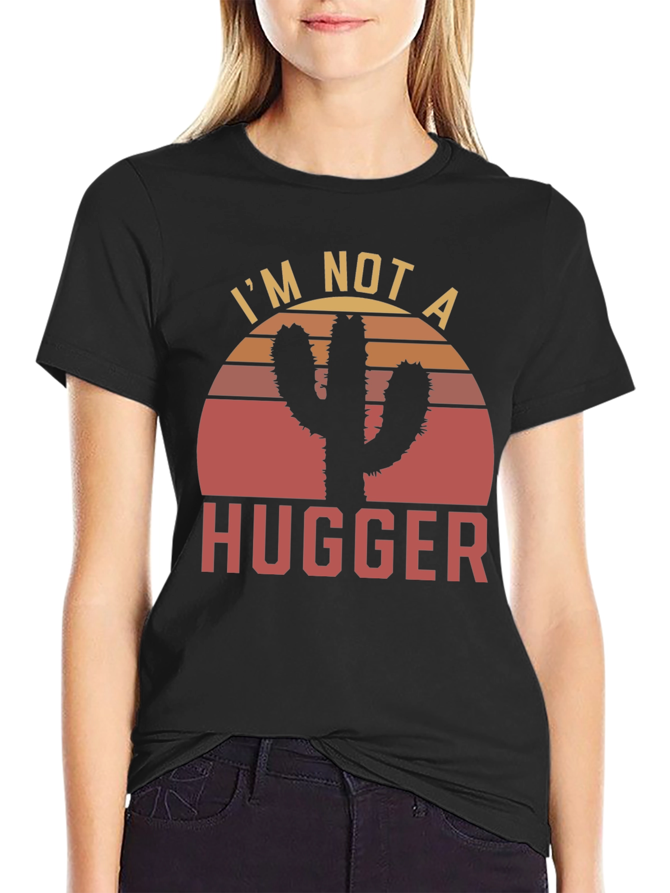 Im Not a Hugger Cactus Graphic T-Shirt