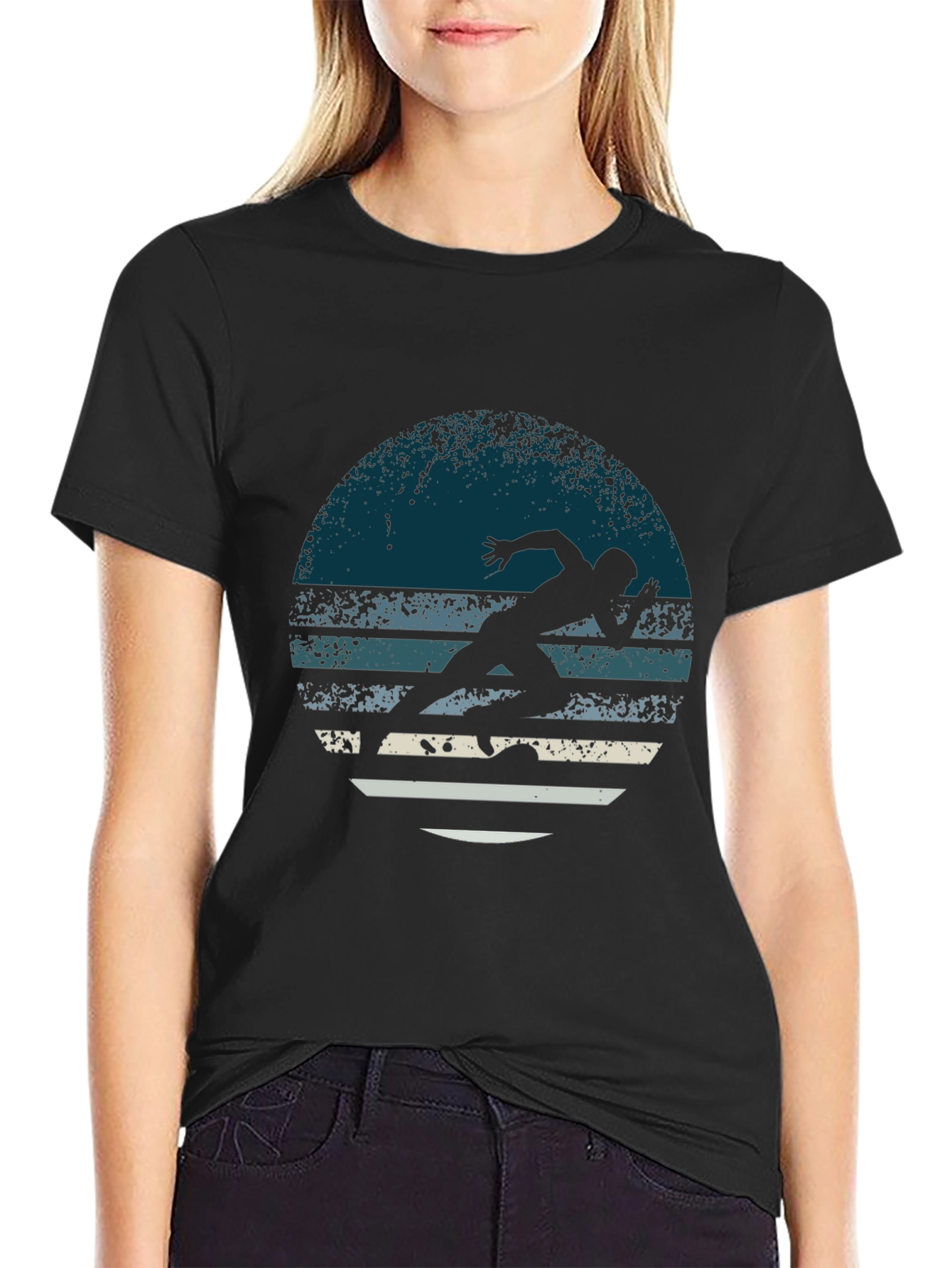 Retro Runner Graphic Tee - Mens Black T-Shirt