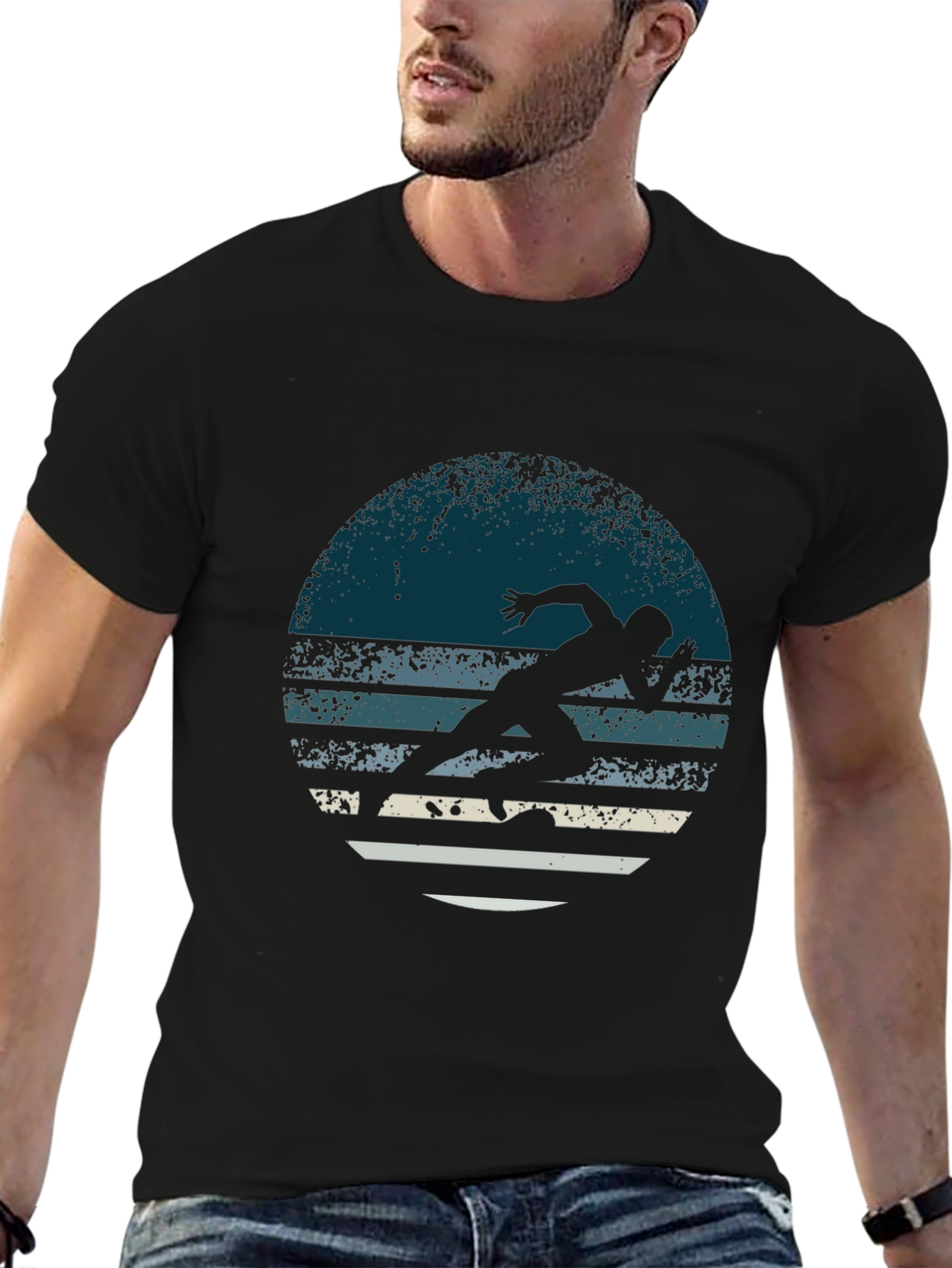 Retro Runner Graphic Tee - Mens Black T-Shirt