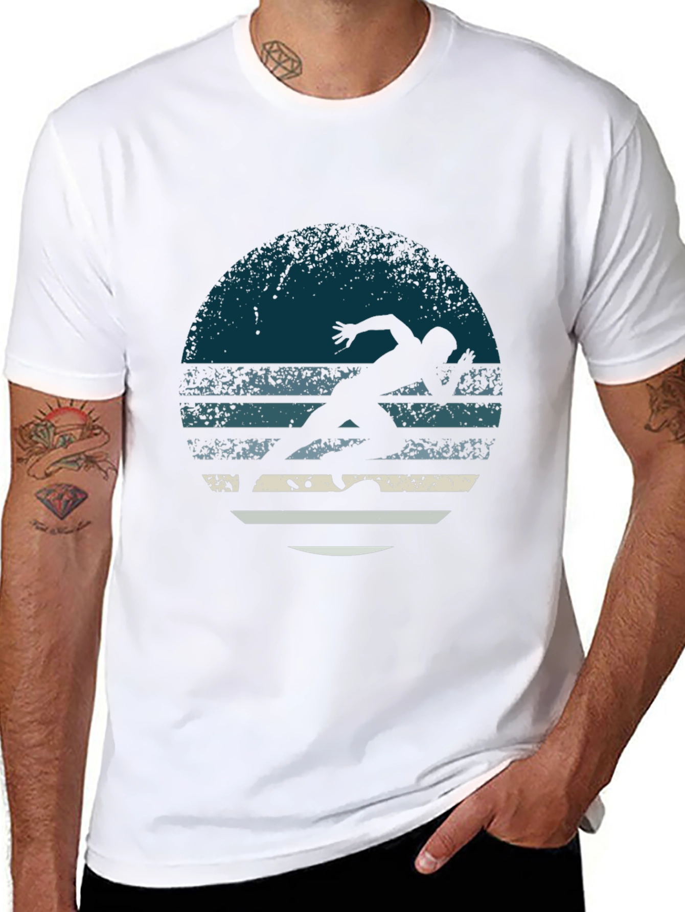 Retro Runner Graphic Tee - Mens Black T-Shirt