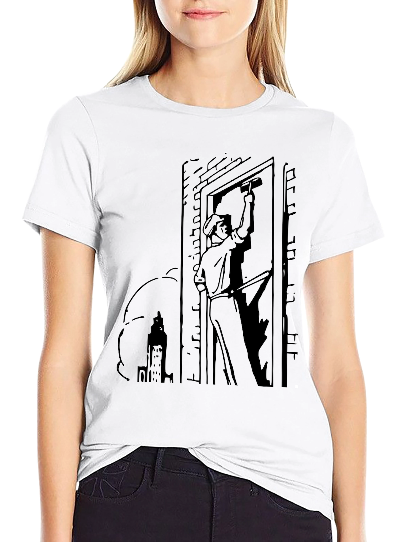 Worker Graphic Tee - Black Cotton Blend