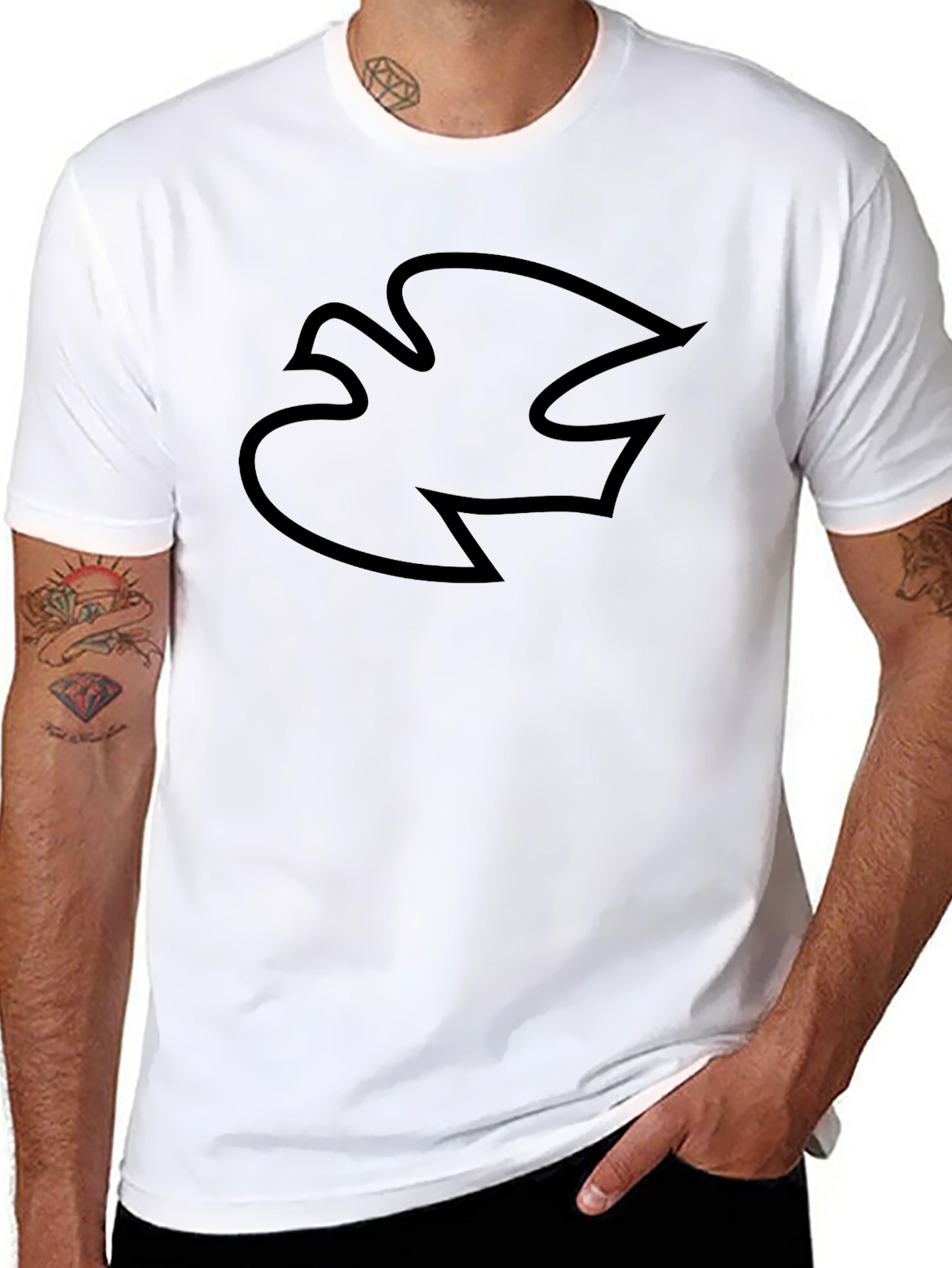 Stylish Black Dove Graphic T-Shirt