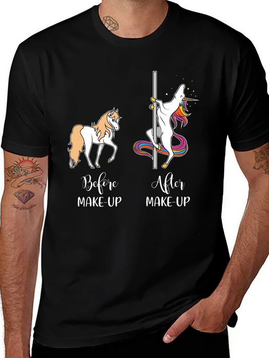 Unicorn Before & After Makeup Black T-Shirt