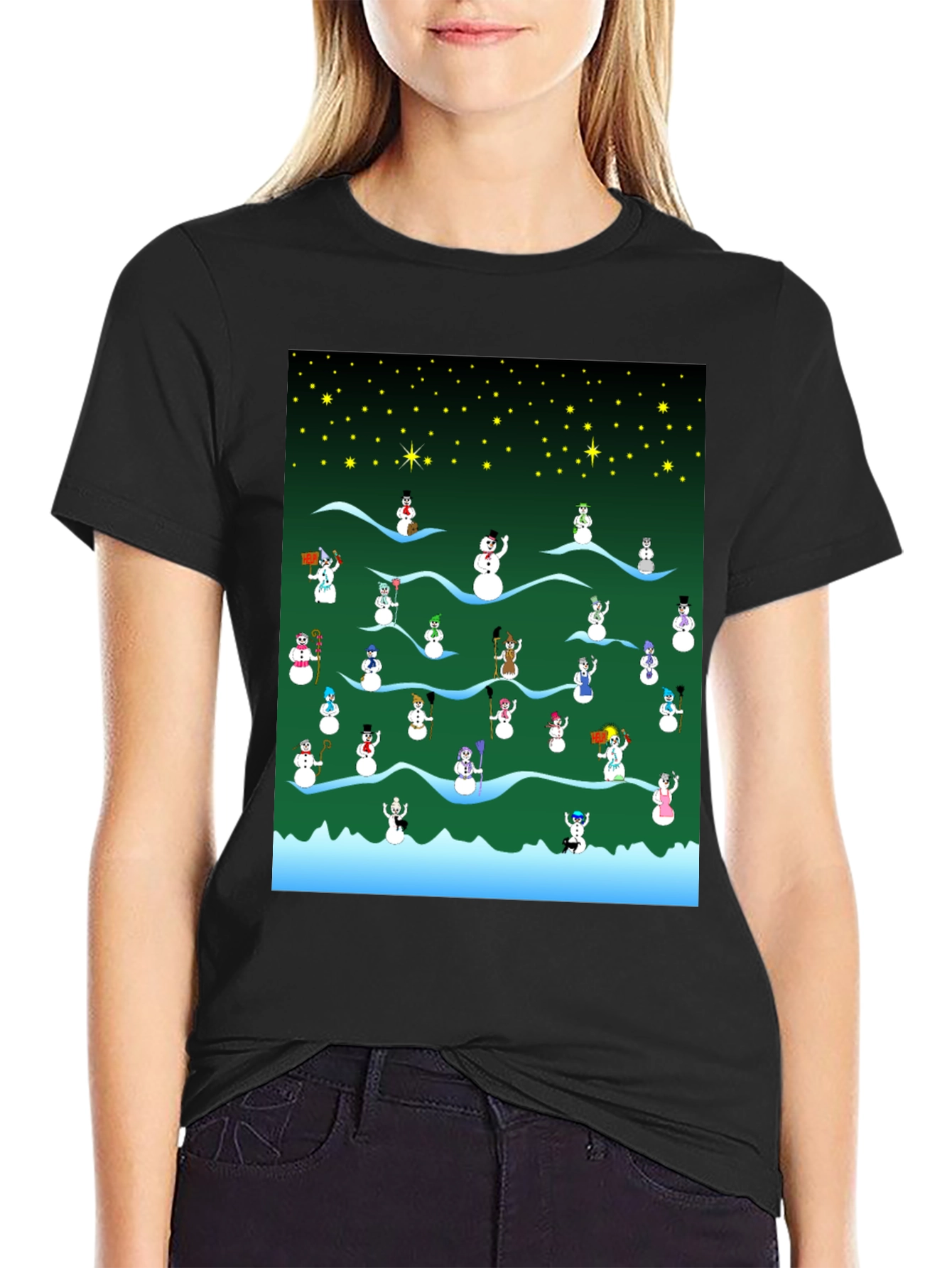 Snowman Christmas Pattern T-Shirt