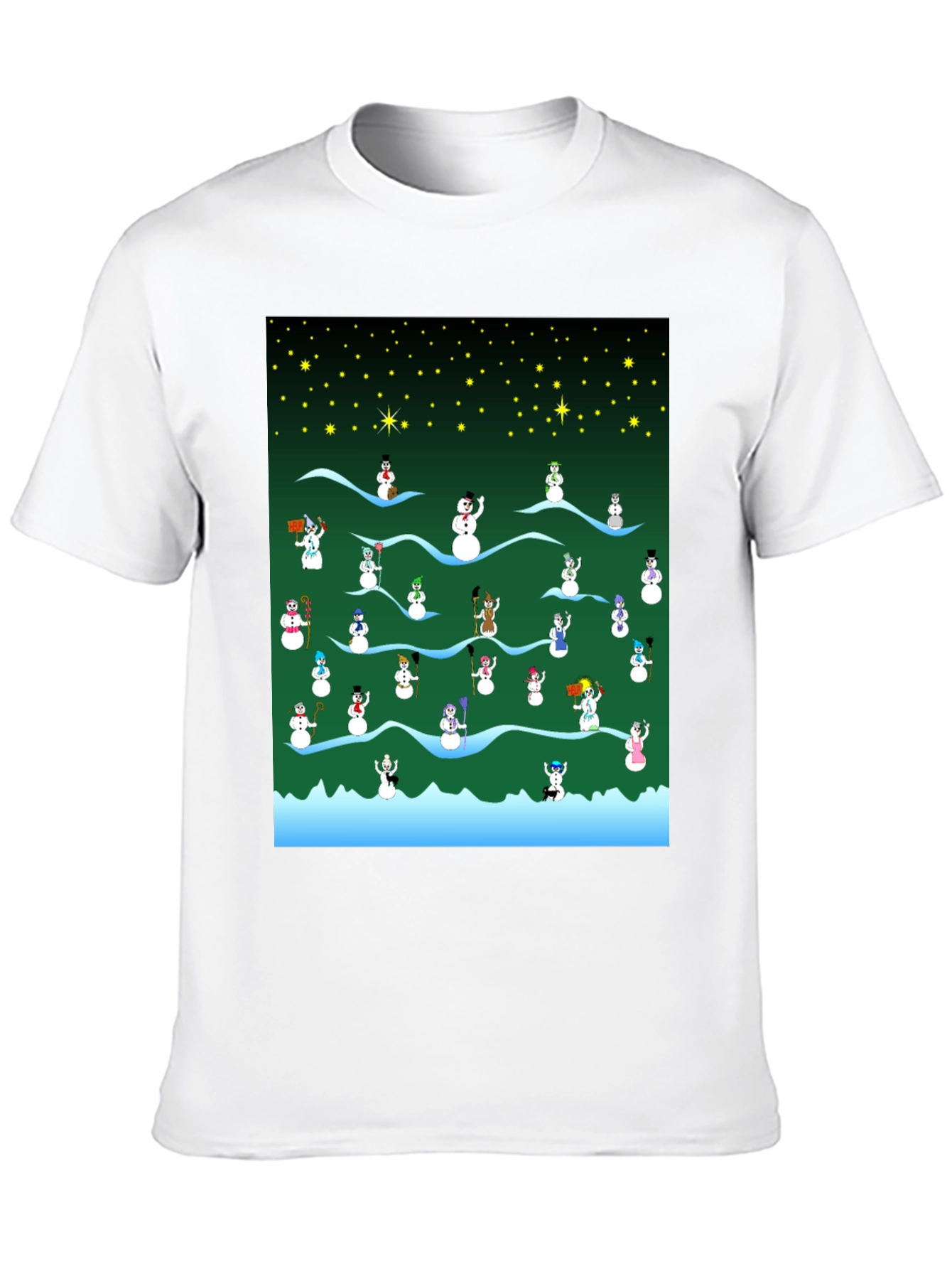 Snowman Christmas Pattern T-Shirt