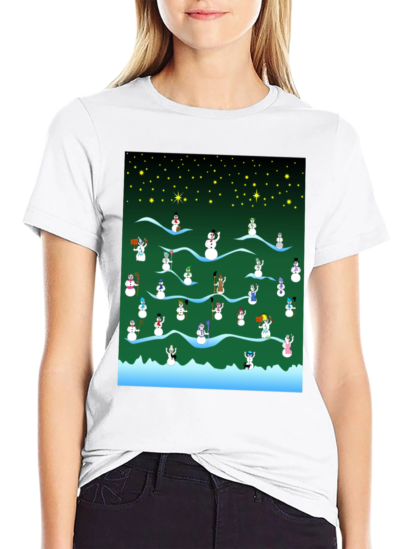 Snowman Christmas Pattern T-Shirt