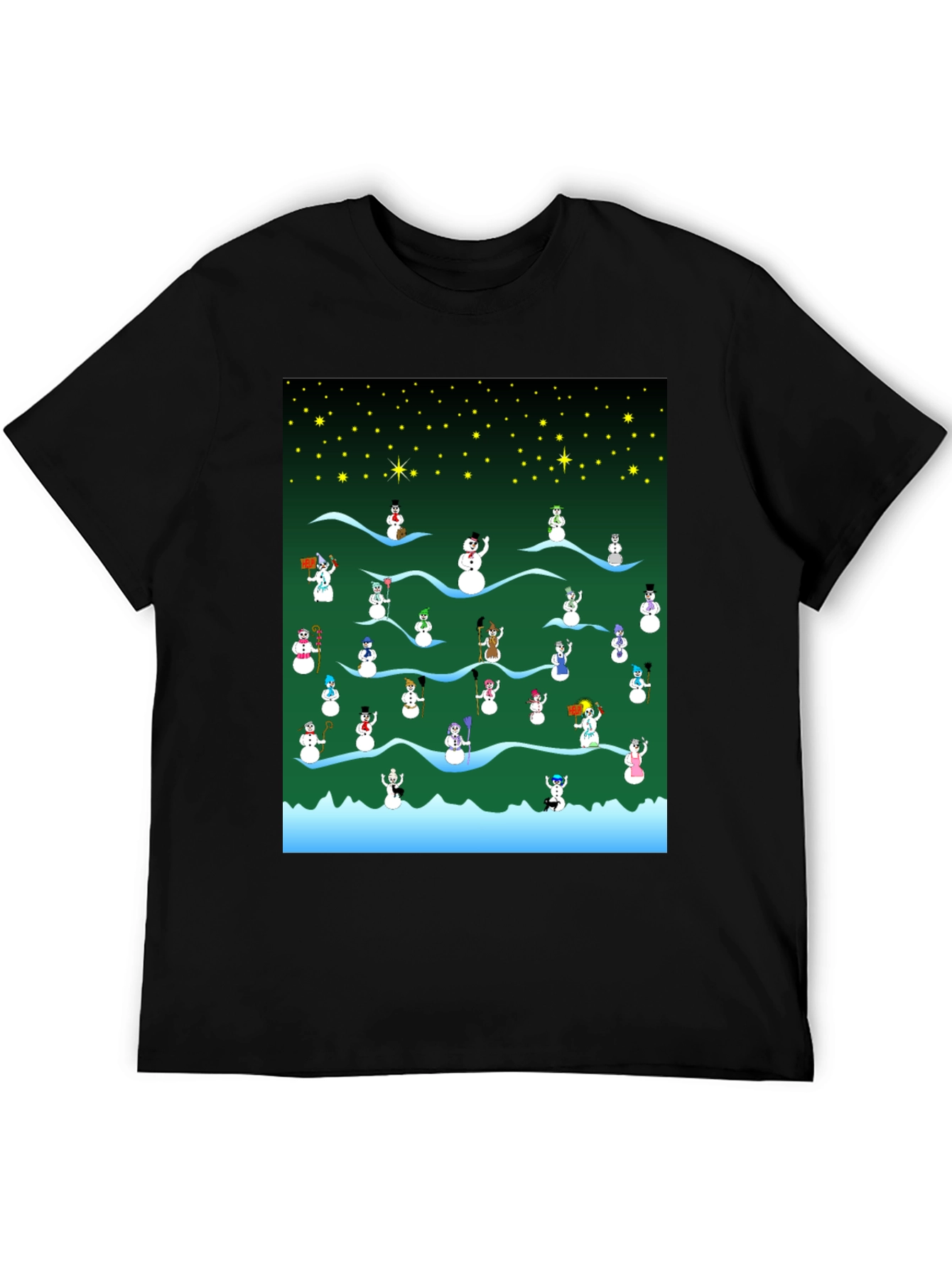 Snowman Christmas Pattern T-Shirt