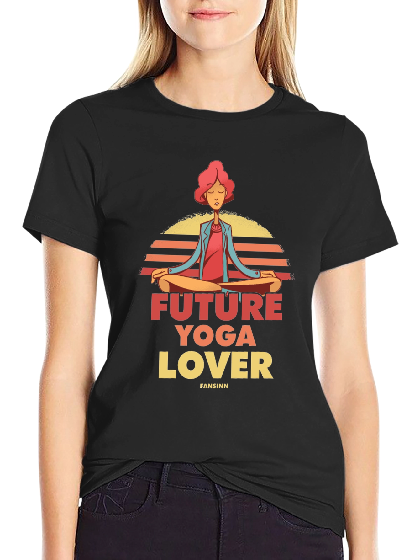 Future Yoga Lover Graphic Tee - Black