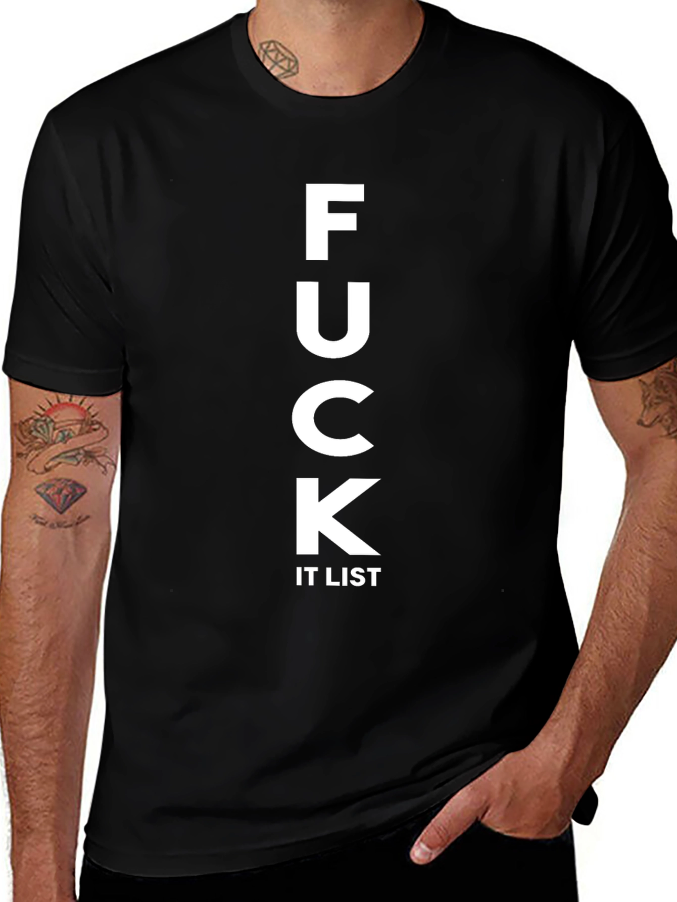 Funny F*ck It List Black Graphic Tee