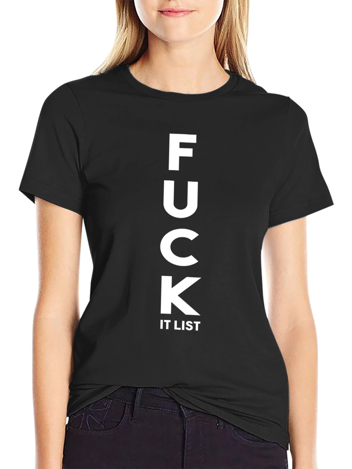 Funny F*ck It List Black Graphic Tee