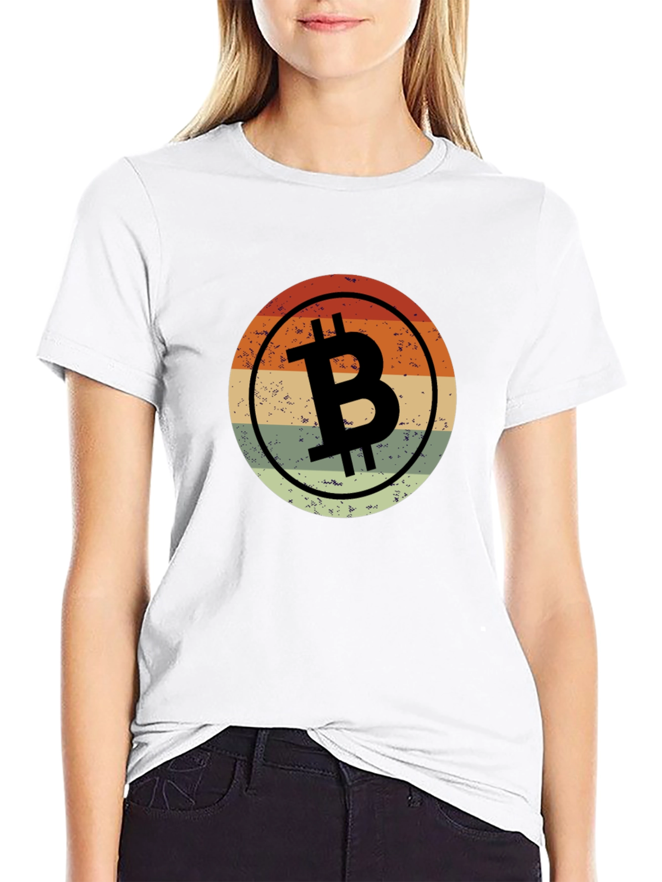 Retro Bitcoin BTC Logo Black T-Shirt