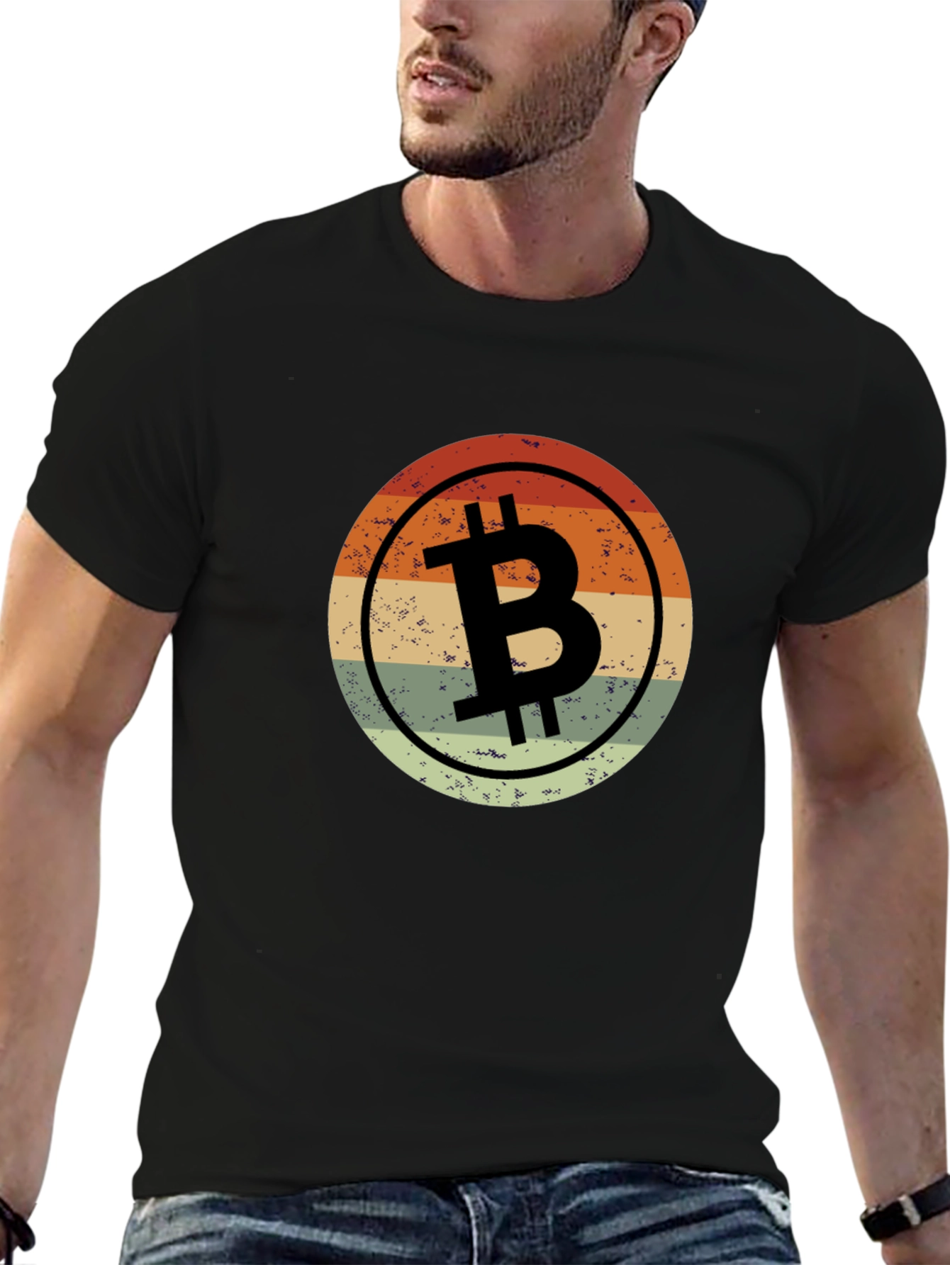 Retro Bitcoin BTC Logo Black T-Shirt