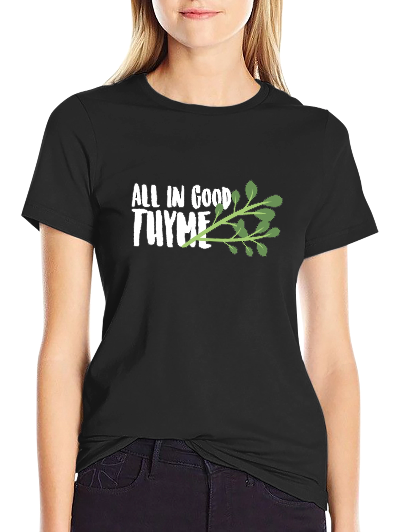 All in Good Thyme Black Graphic Tee
