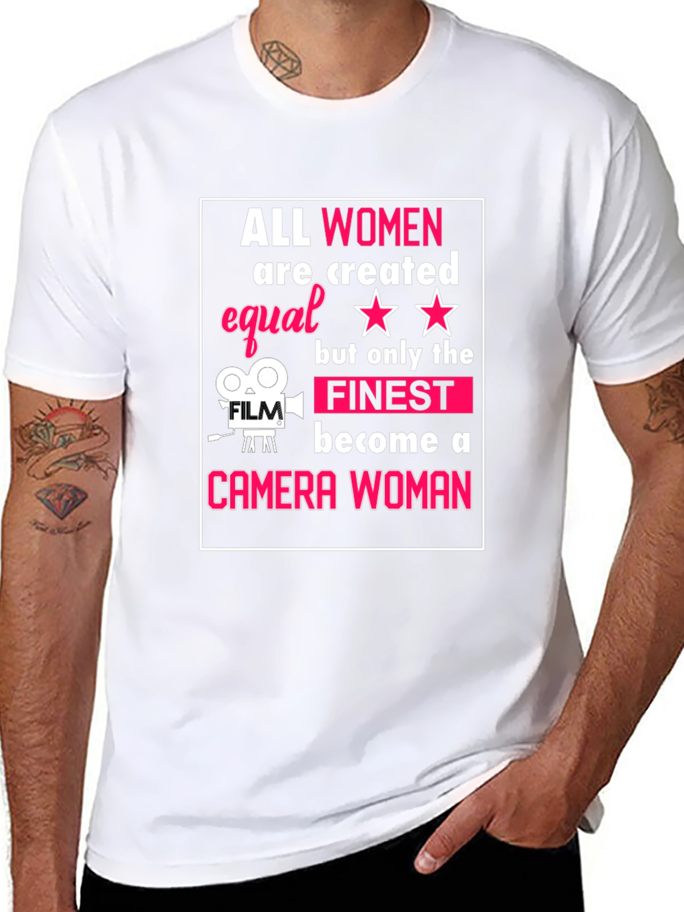Camera Woman T-Shirt - All Women Are Created Equal
