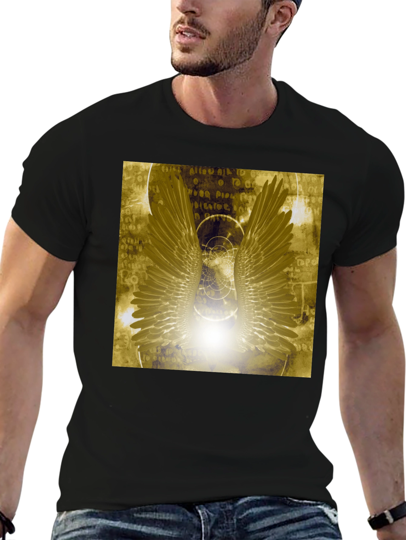 Wings Graphic Tee - Black Cotton Blend