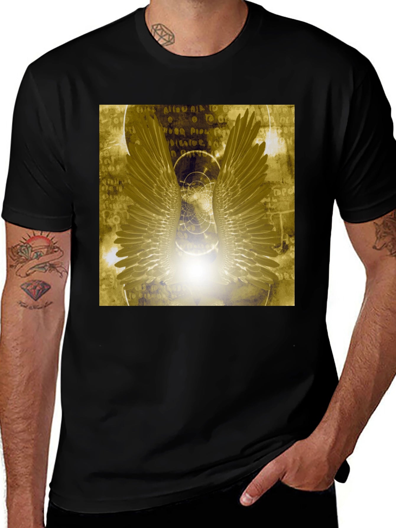 Wings Graphic Tee - Black Cotton Blend
