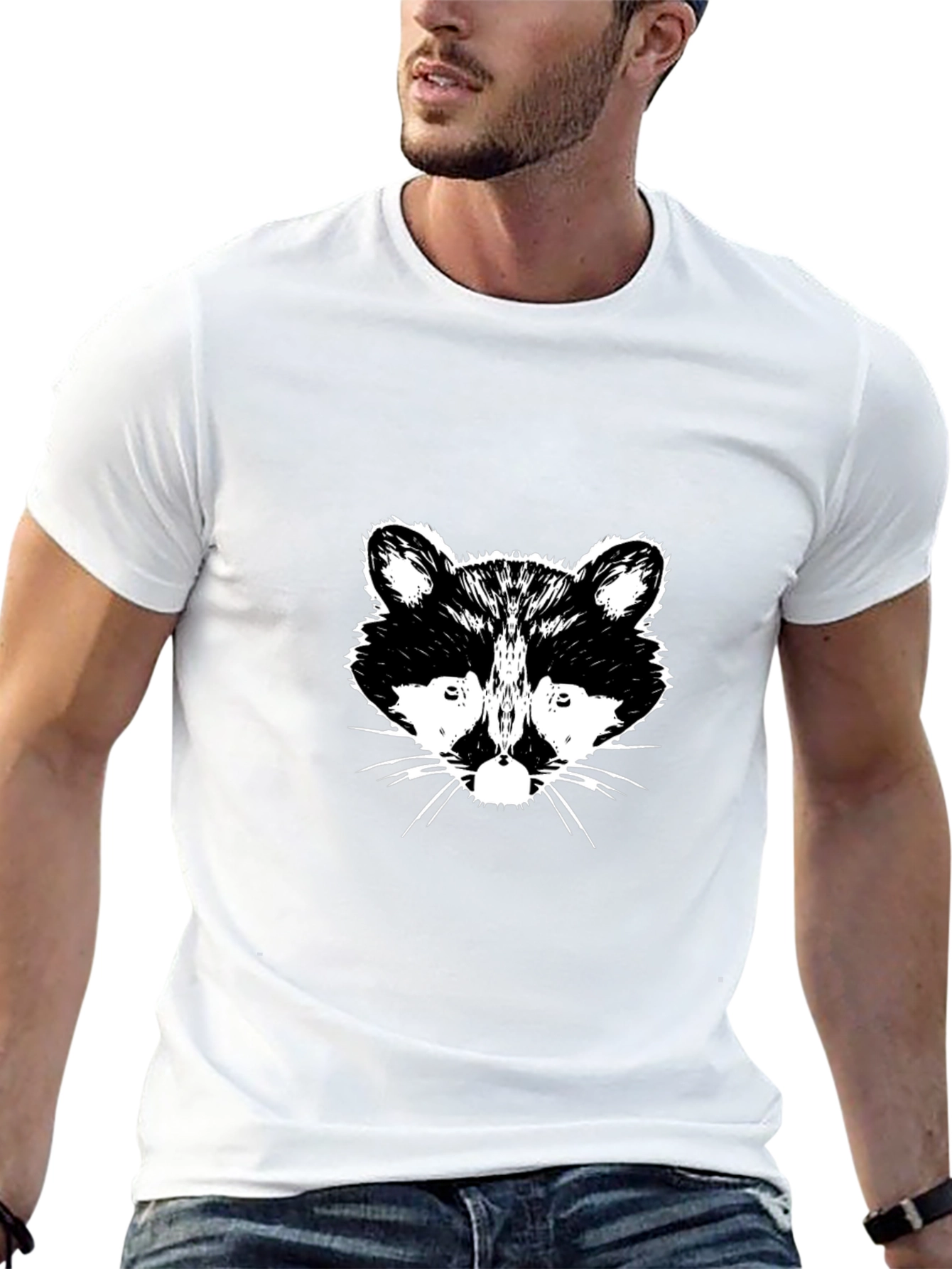 Raccoon Graphic Print Black T-Shirt
