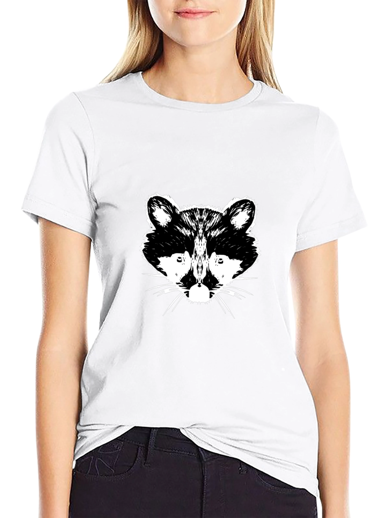 Raccoon Graphic Print Black T-Shirt