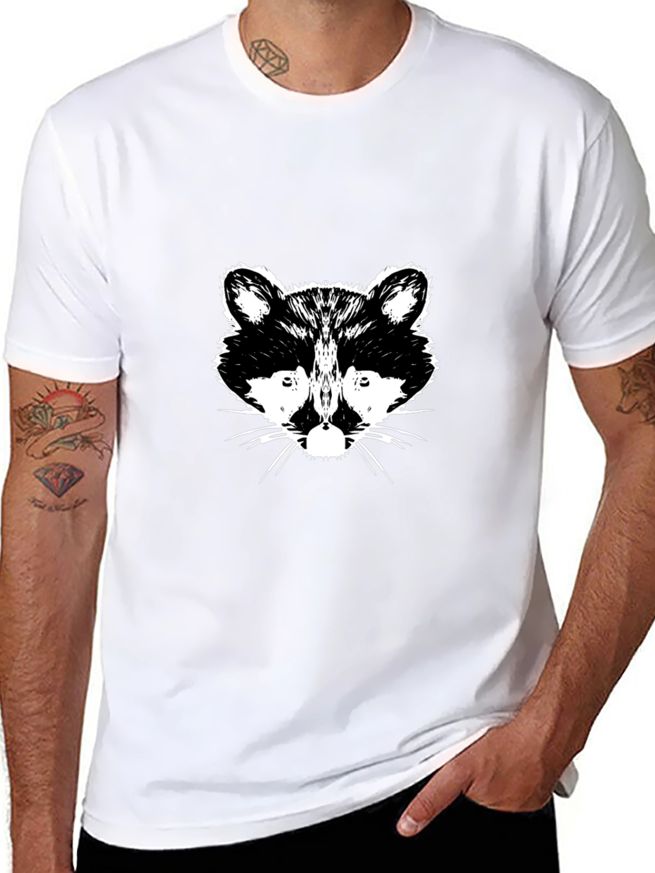 Raccoon Graphic Print Black T-Shirt