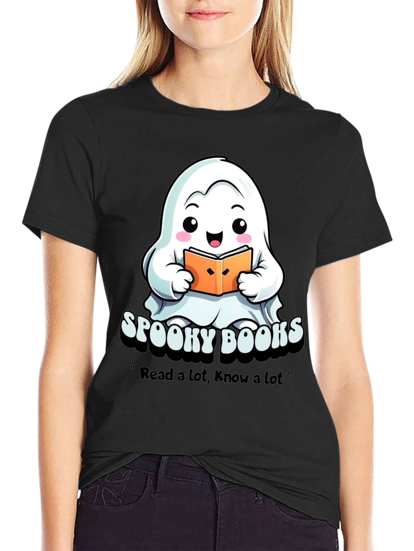 Spooky Books Ghost T-Shirt - Halloween Reading Tee