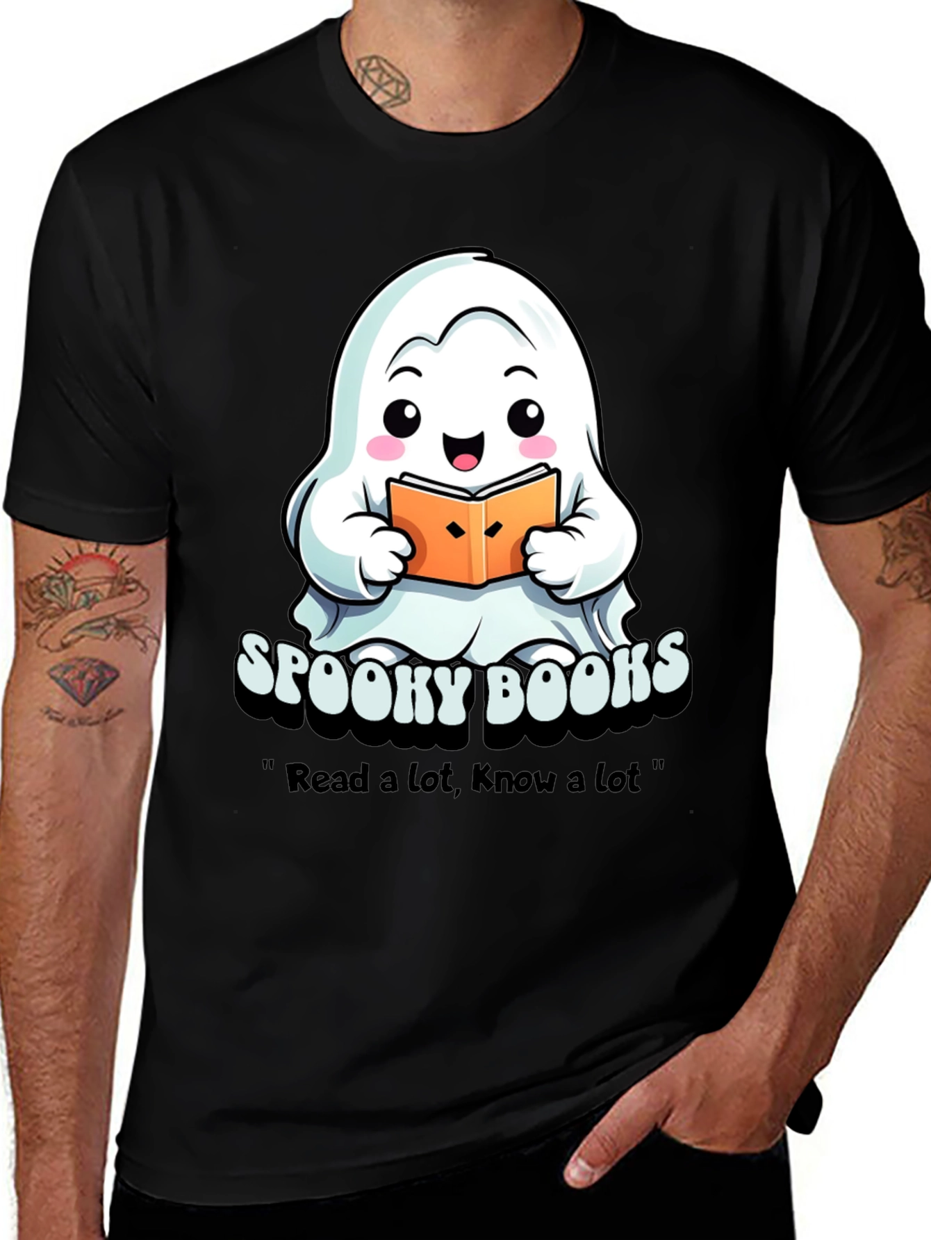 Spooky Books Ghost T-Shirt - Halloween Reading Tee