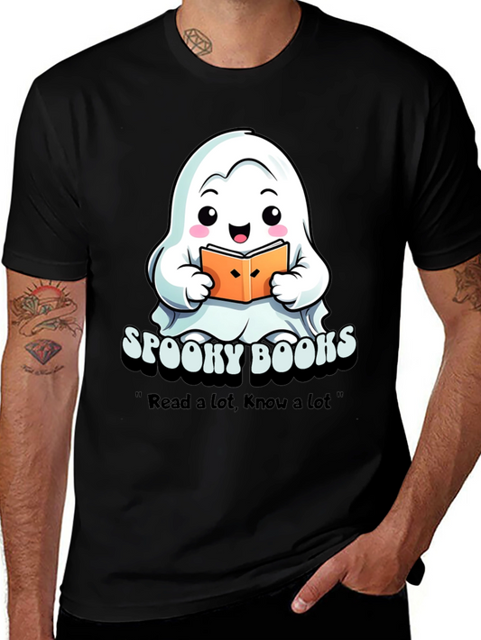 Spooky Books Ghost T-Shirt - Halloween Reading Tee