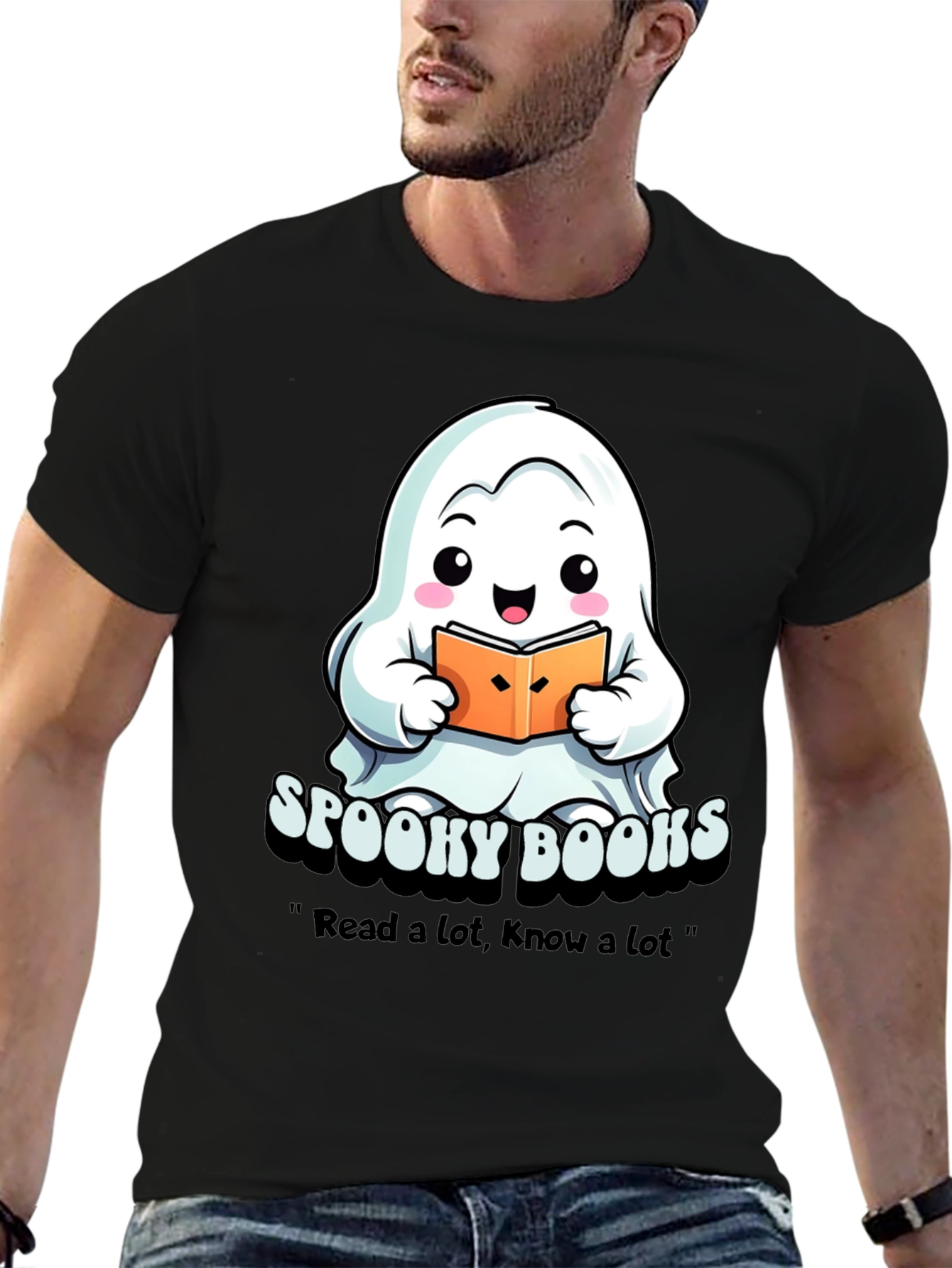 Spooky Books Ghost T-Shirt - Halloween Reading Tee