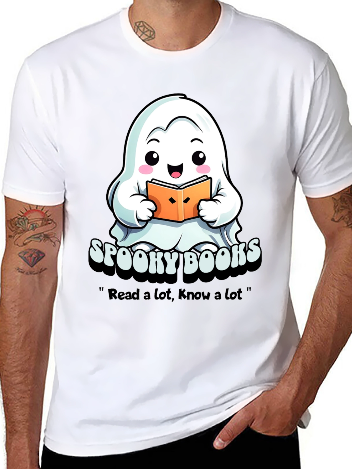 Spooky Books Ghost T-Shirt - Halloween Reading Tee