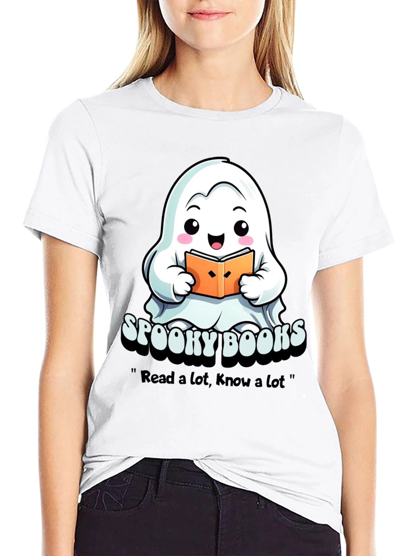 Spooky Books Ghost T-Shirt - Halloween Reading Tee
