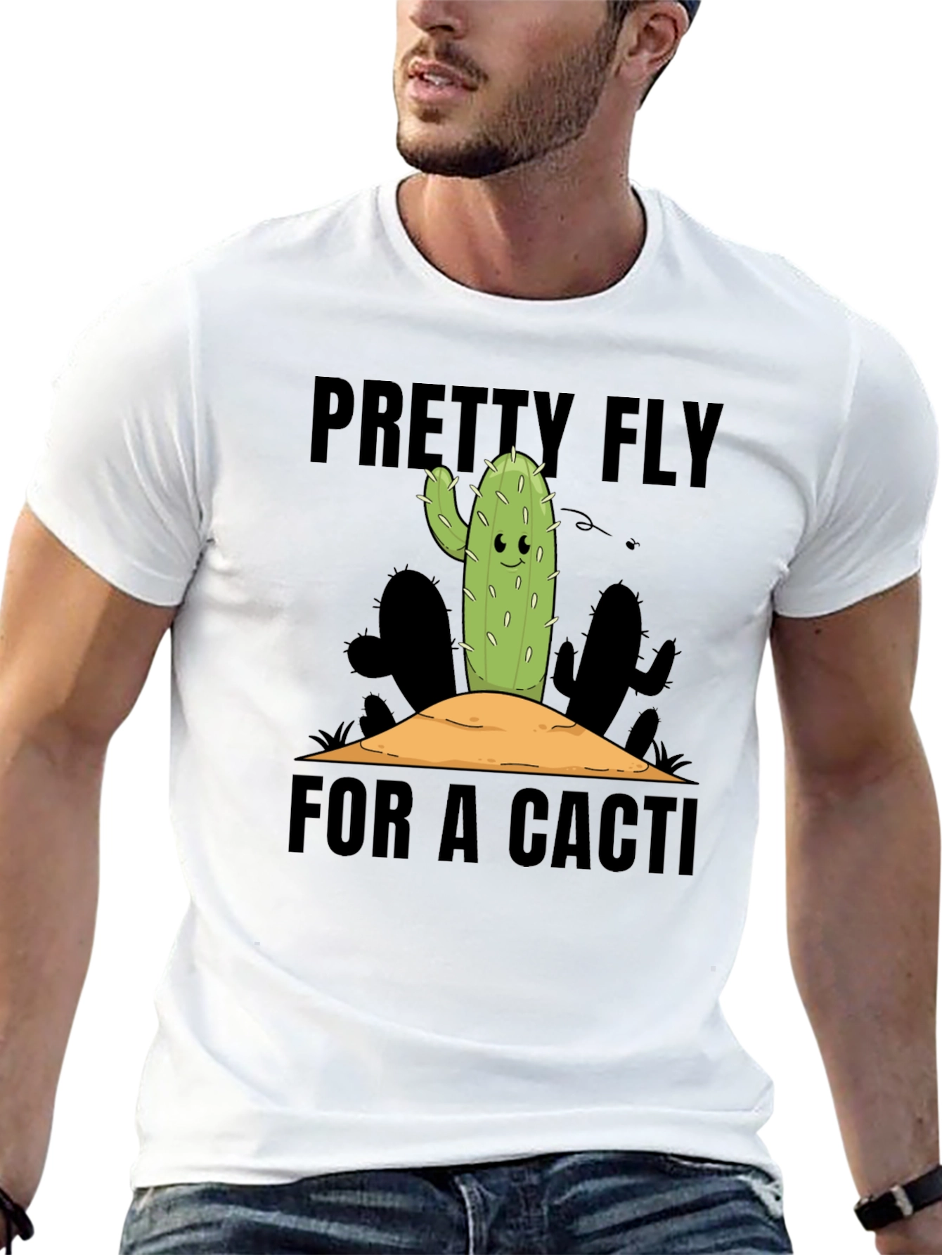 Pretty Fly Cactus Graphic Tee - Black Cotton Shirt