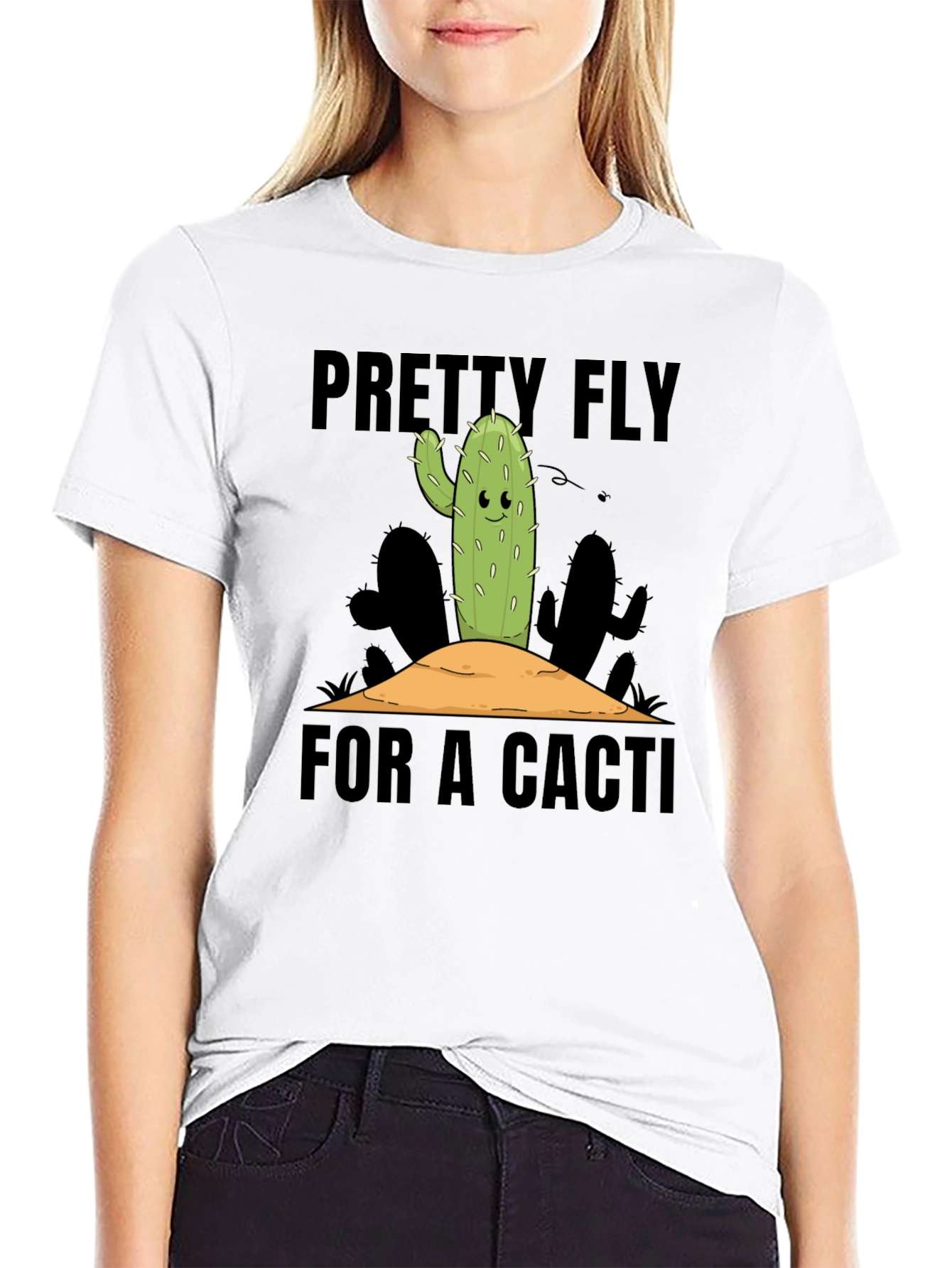 Pretty Fly Cactus Graphic Tee - Black Cotton Shirt