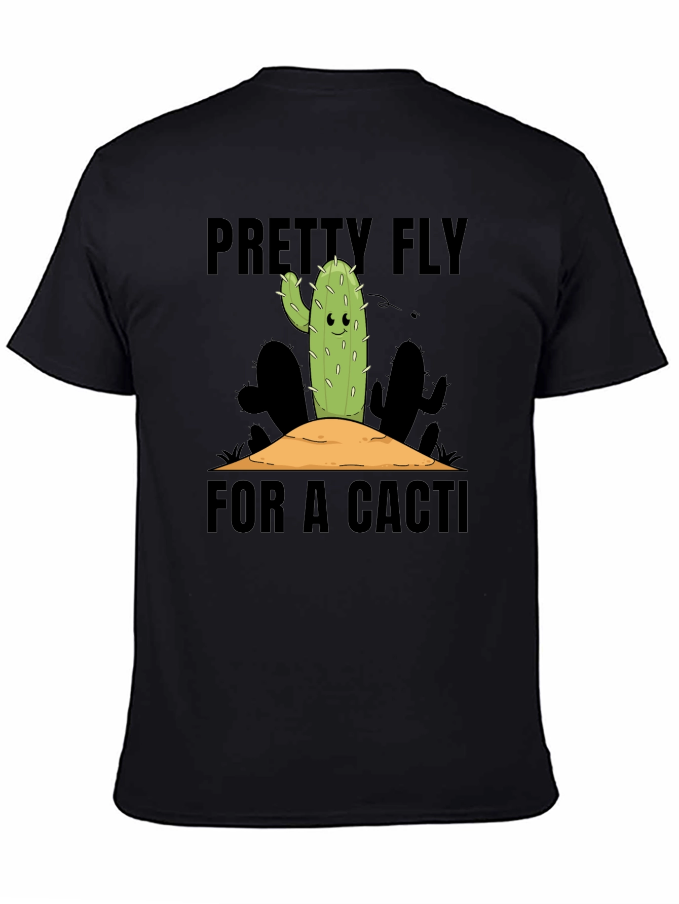 Pretty Fly Cactus Graphic Tee - Black Cotton Shirt