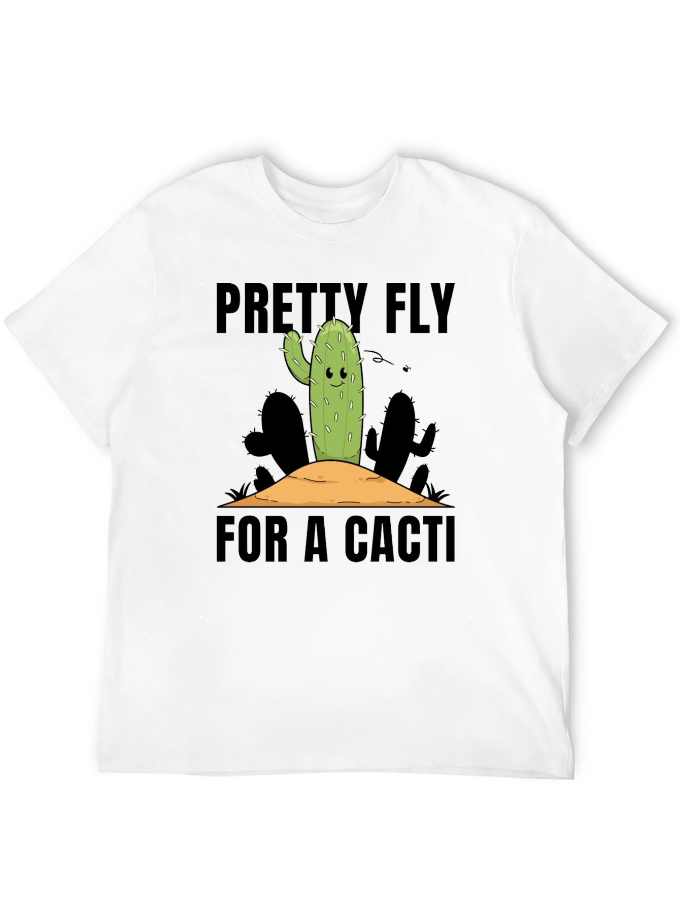 Pretty Fly Cactus Graphic Tee - Black Cotton Shirt