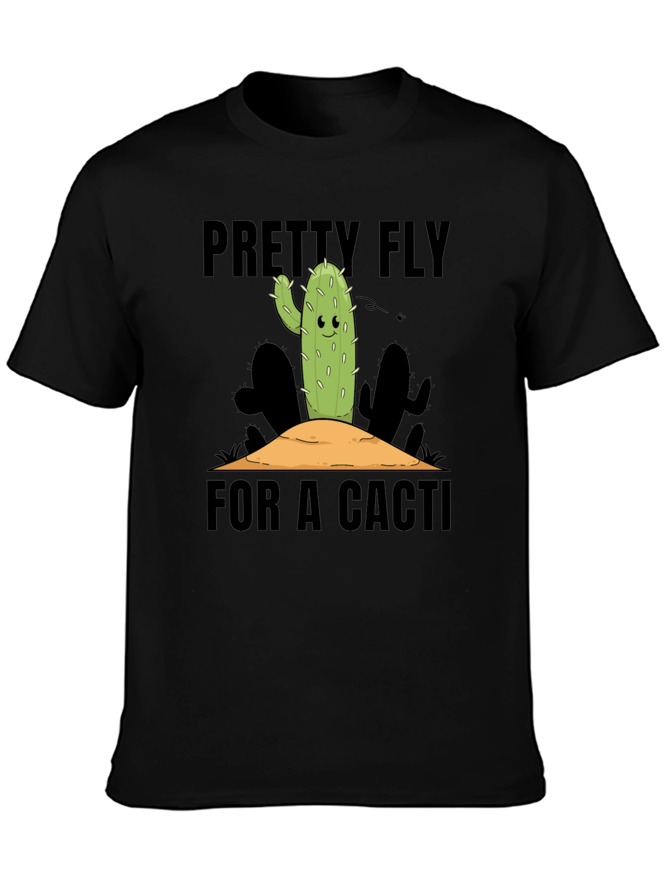 Pretty Fly Cactus Graphic Tee - Black Cotton Shirt