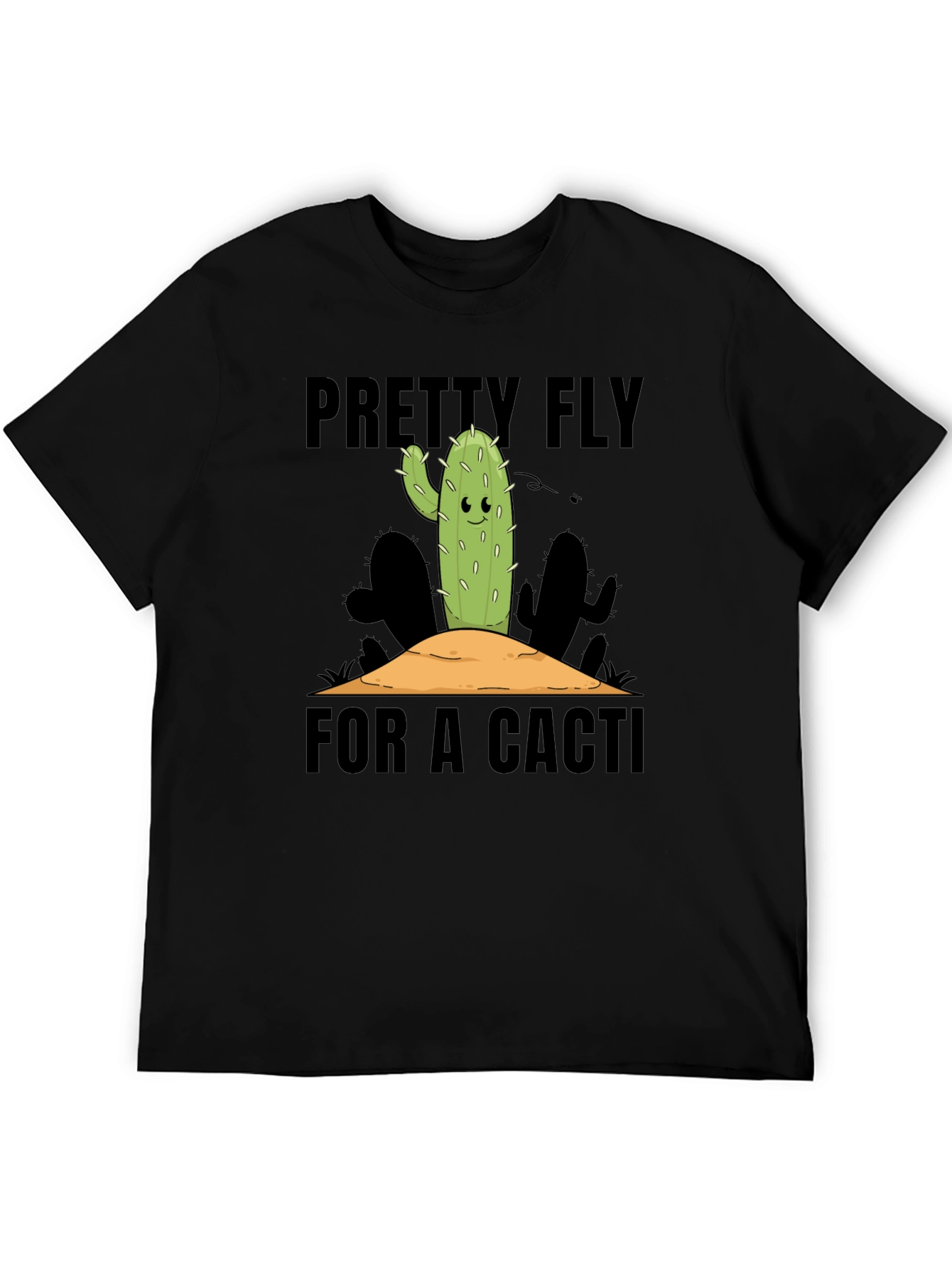 Pretty Fly Cactus Graphic Tee - Black Cotton Shirt