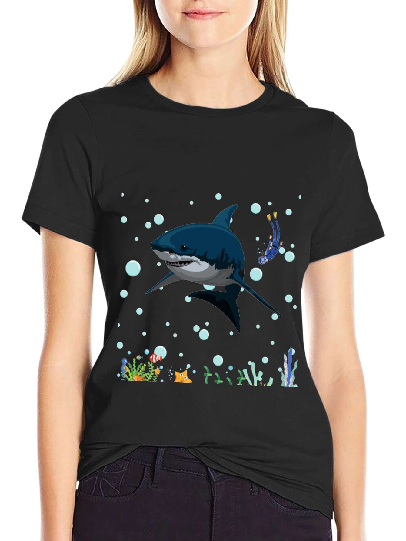 Shark Diver Graphic T-Shirt - Underwater Adventure