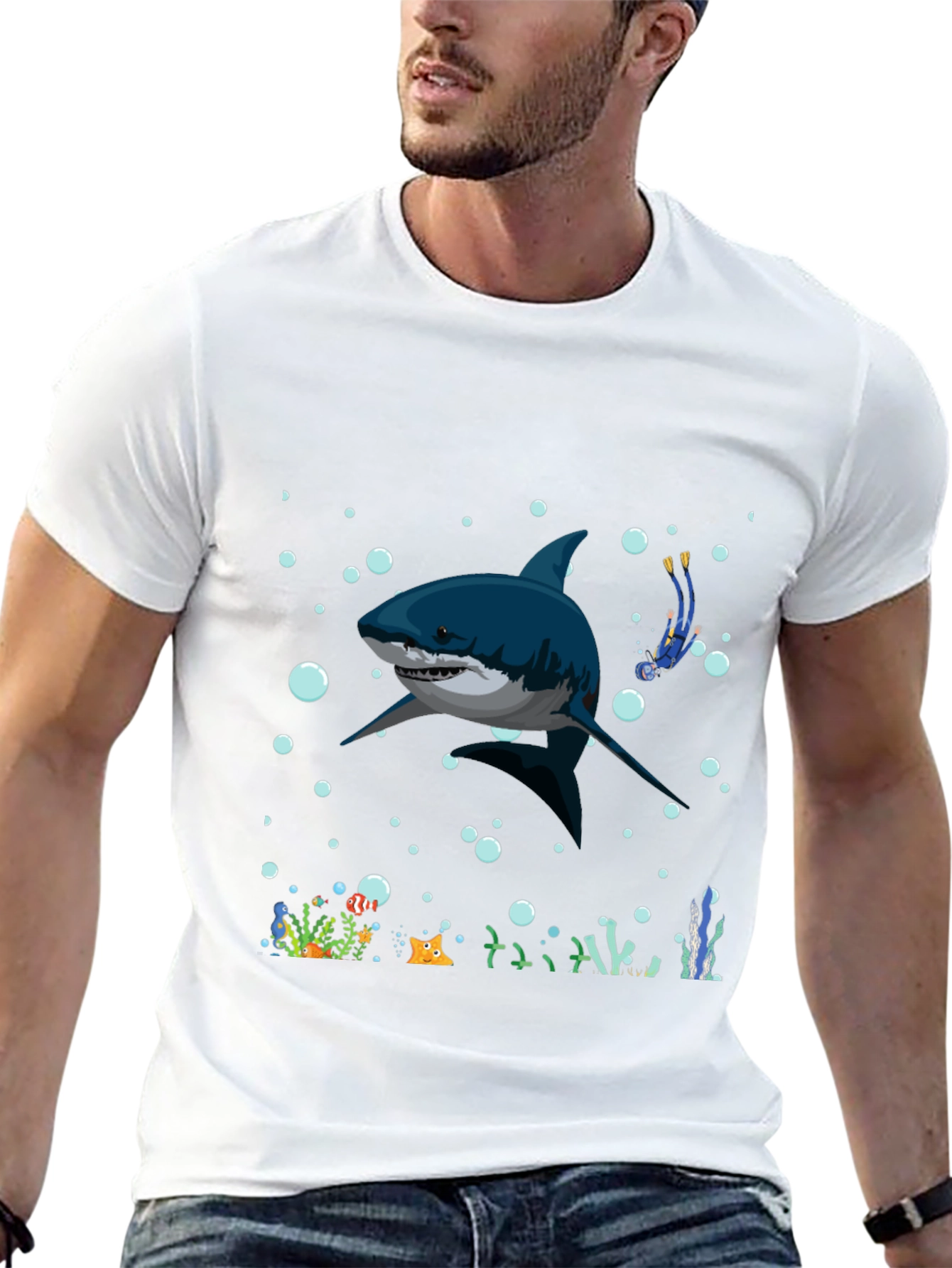 Shark Diver Graphic T-Shirt - Underwater Adventure