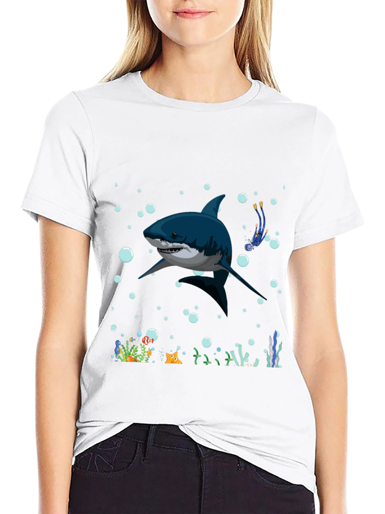 Shark Diver Graphic T-Shirt - Underwater Adventure