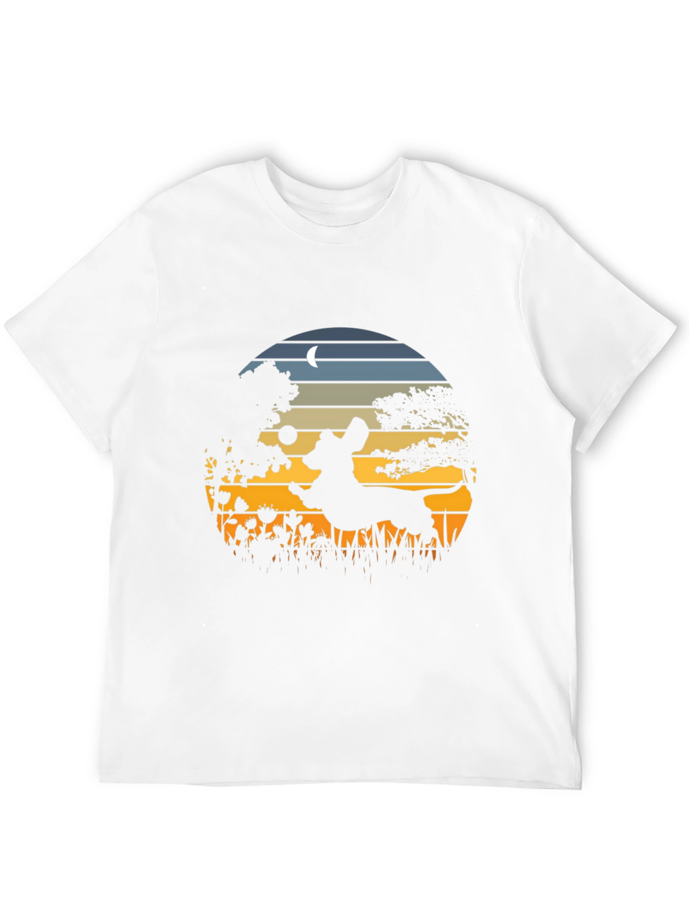 Dachshund Silhouette Tee - Sunset Scene Design