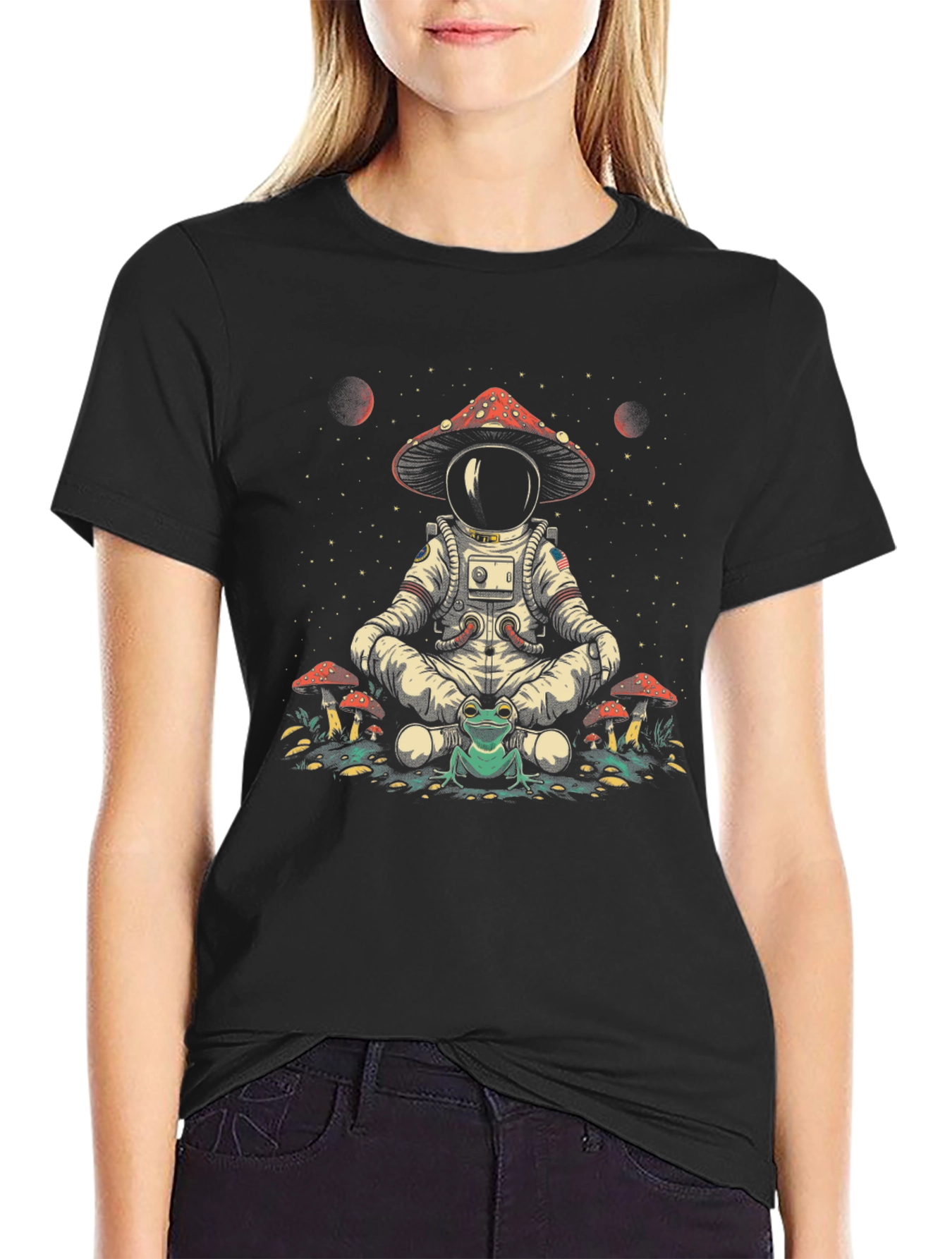 Astronaut Frog Mushroom Graphic Tee