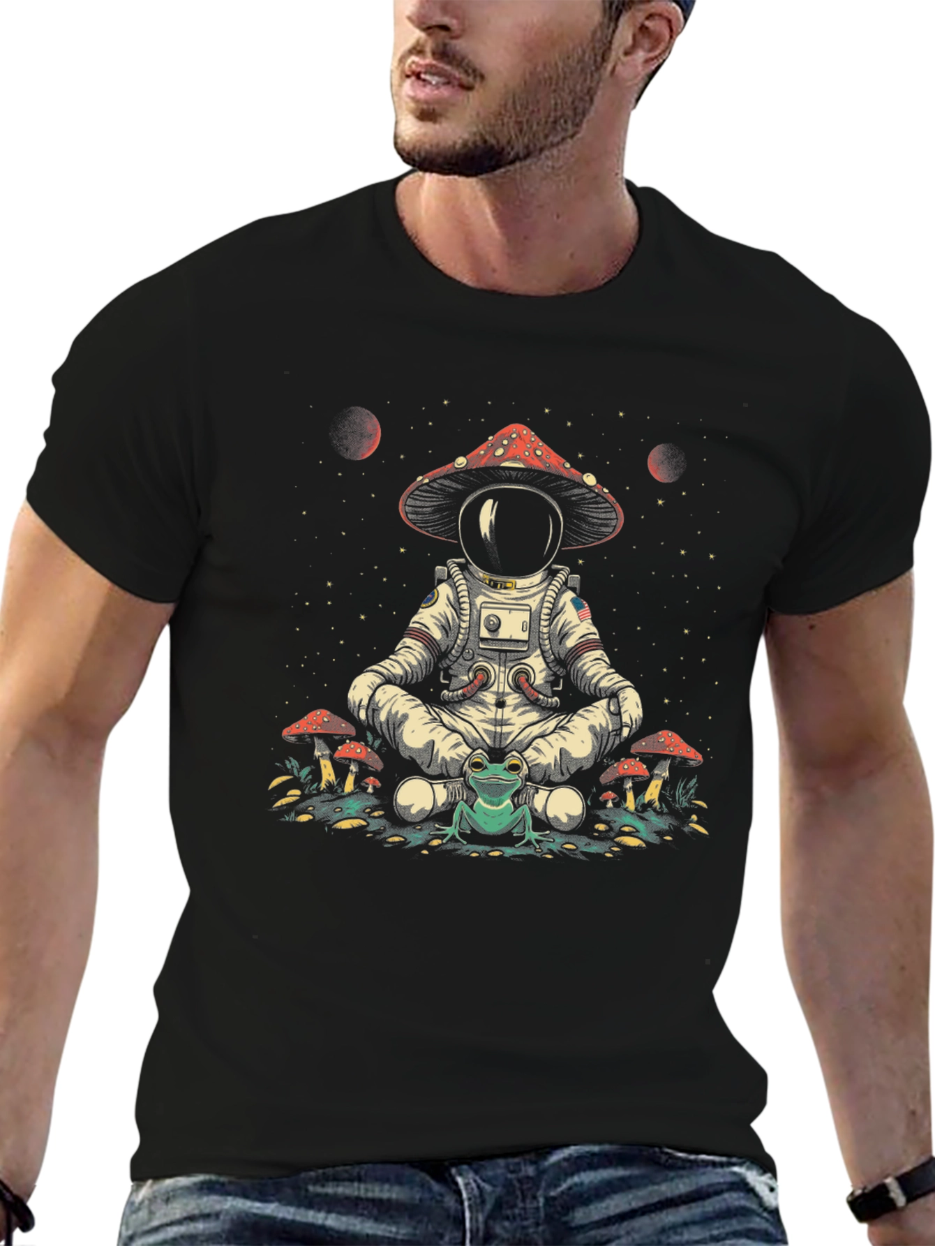Astronaut Frog Mushroom Graphic Tee