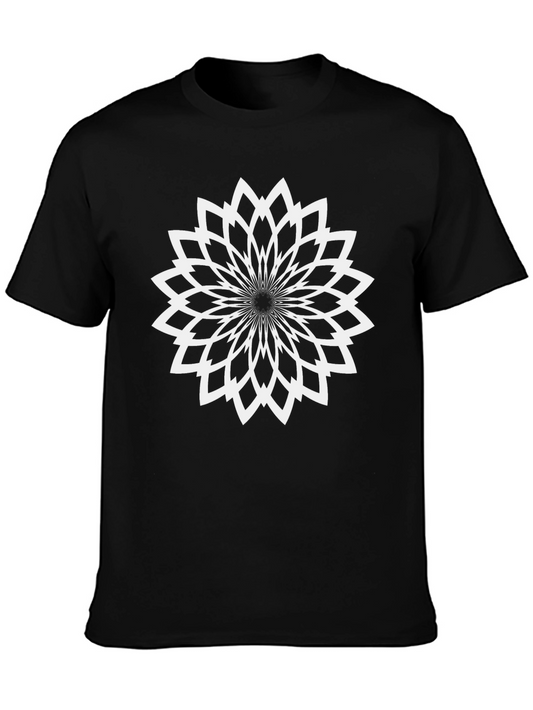 Geometric Flower Graphic Tee - Modern Style