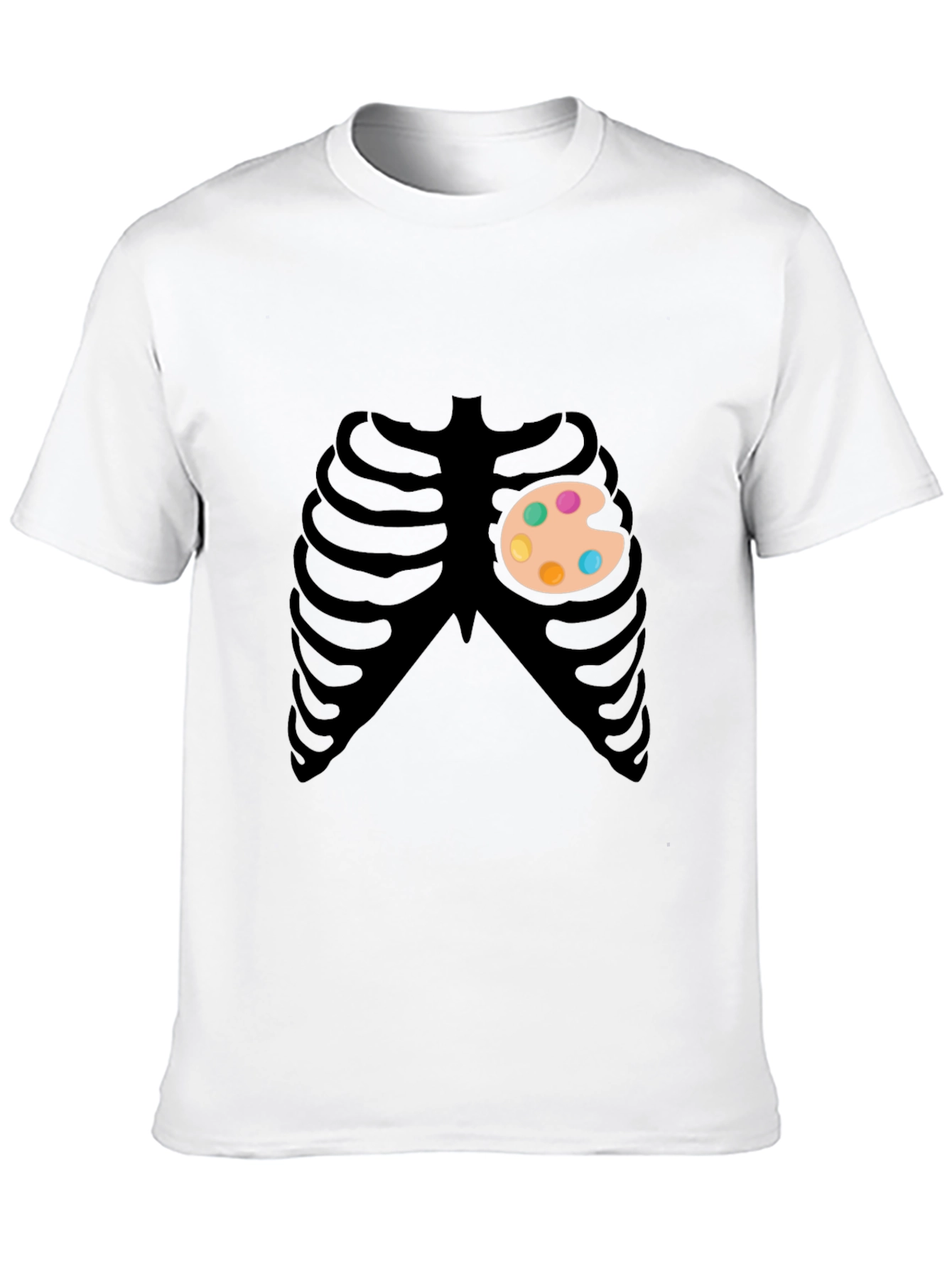 Artsy Skeleton Graphic Tee - Creative Heart T-Shirt