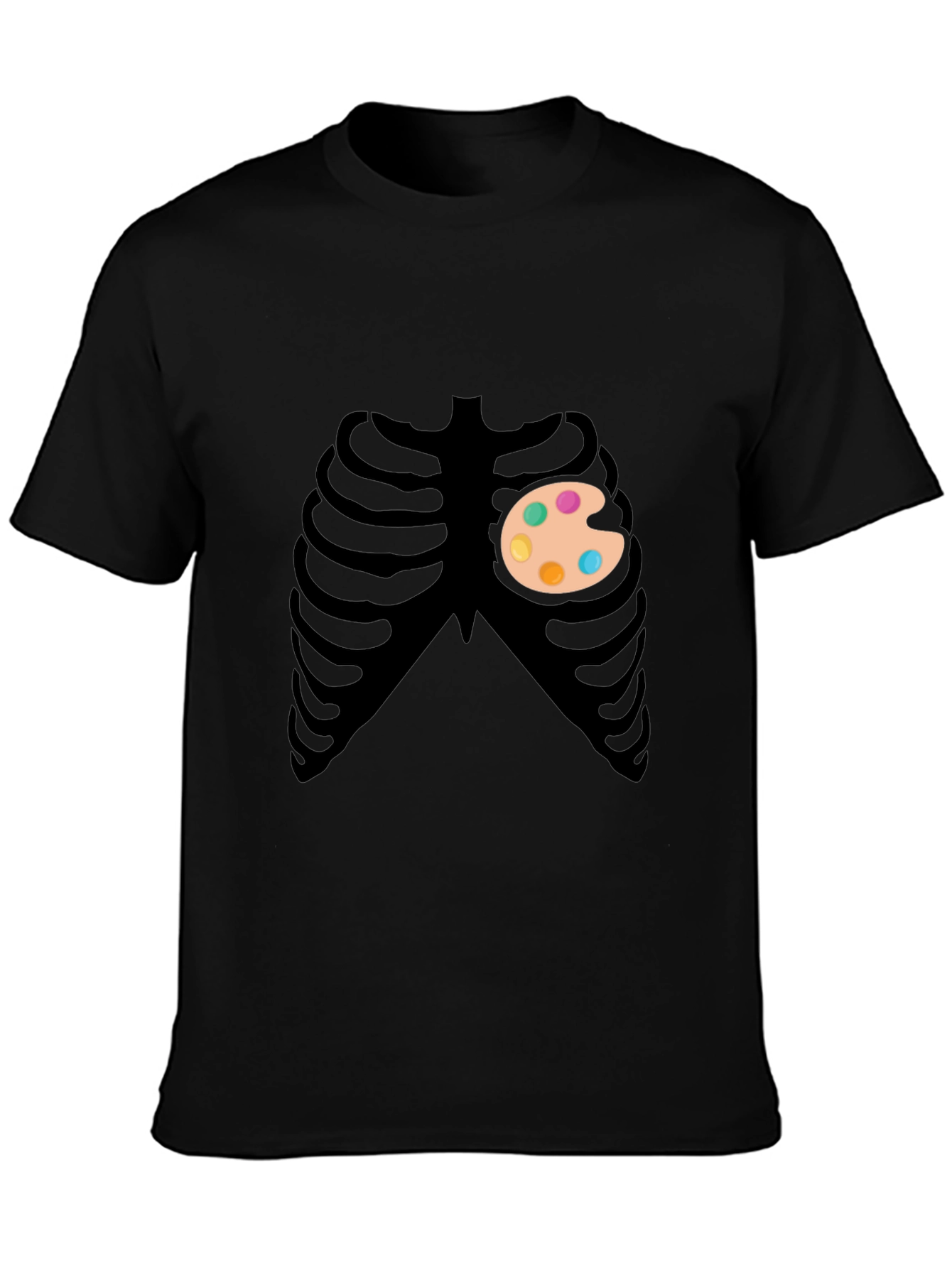 Artsy Skeleton Graphic Tee - Creative Heart T-Shirt