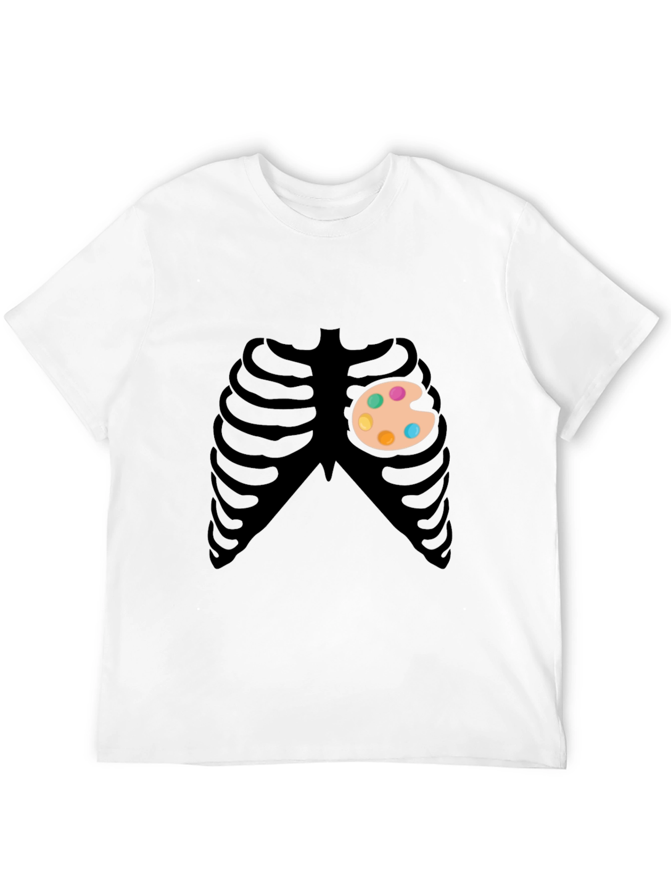 Artsy Skeleton Graphic Tee - Creative Heart T-Shirt