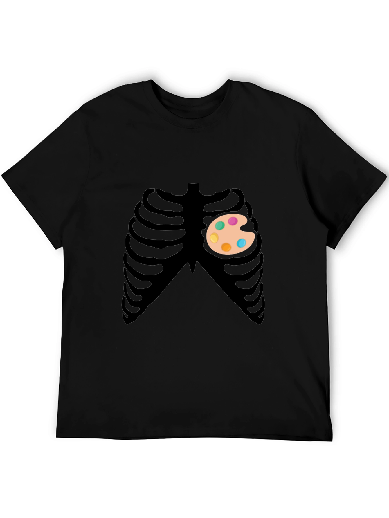 Artsy Skeleton Graphic Tee - Creative Heart T-Shirt