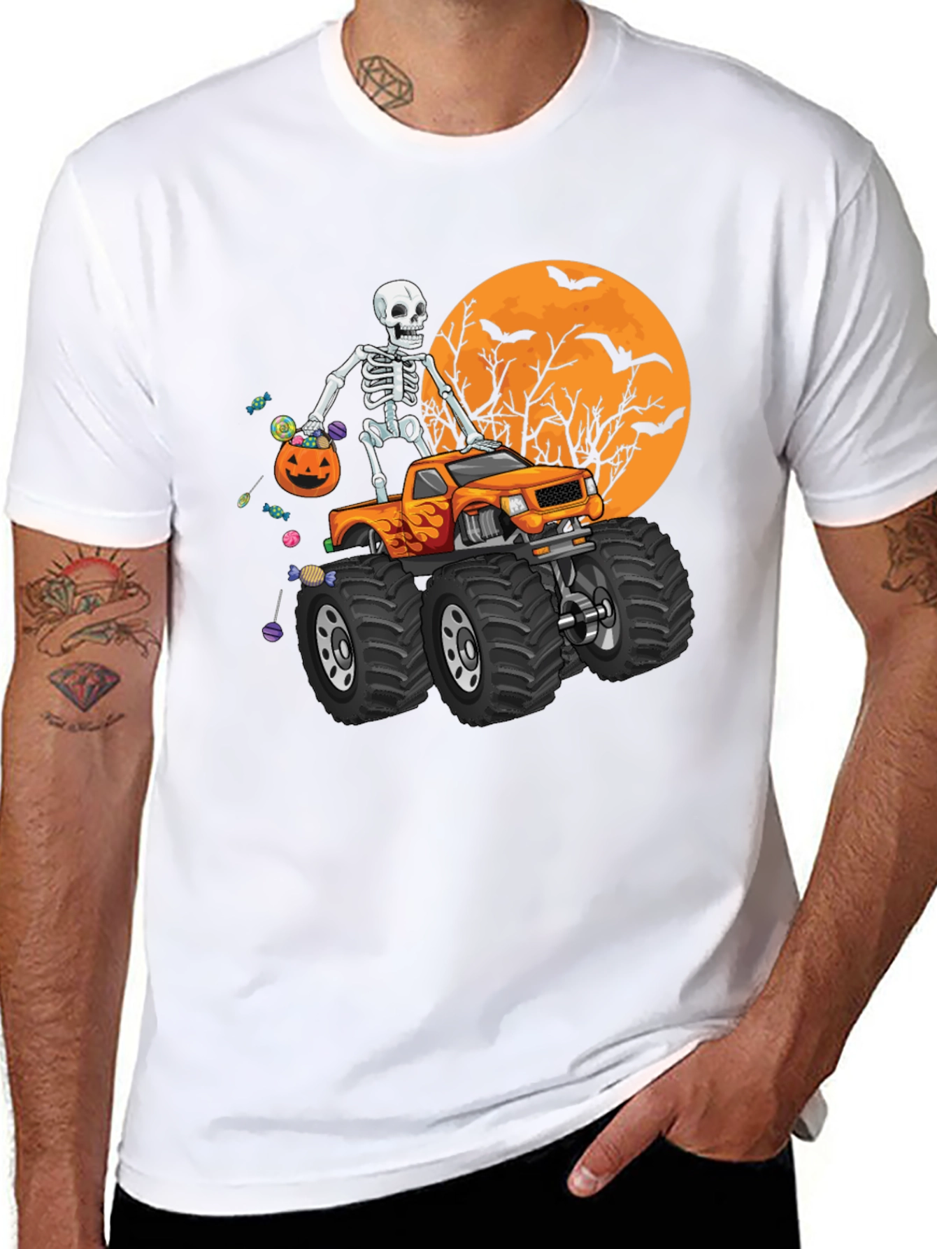 Halloween Skeleton Monster Truck T-Shirt