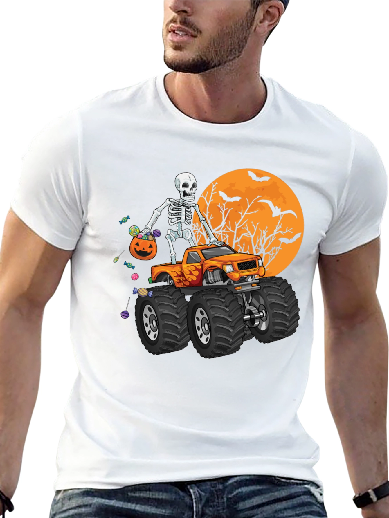 Halloween Skeleton Monster Truck T-Shirt