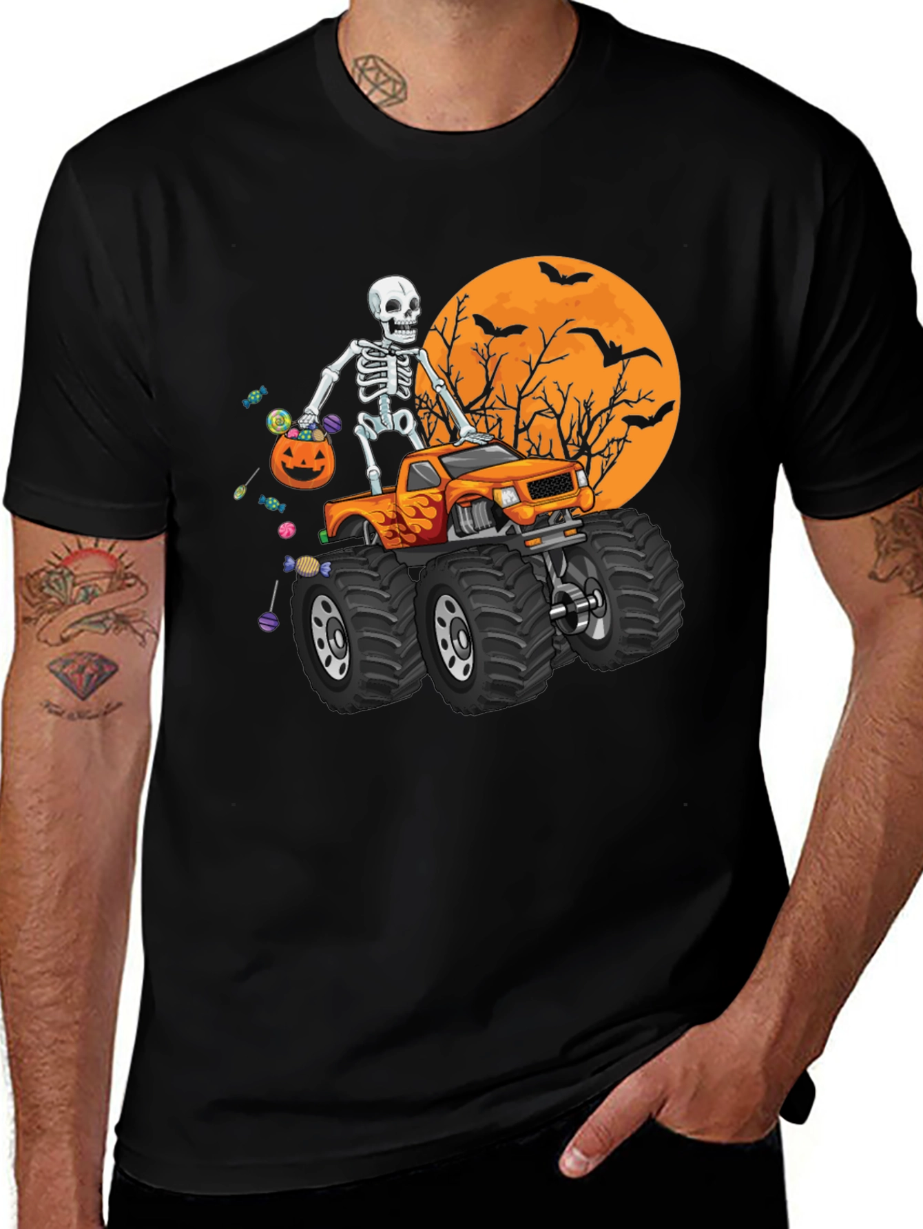 Halloween Skeleton Monster Truck T-Shirt