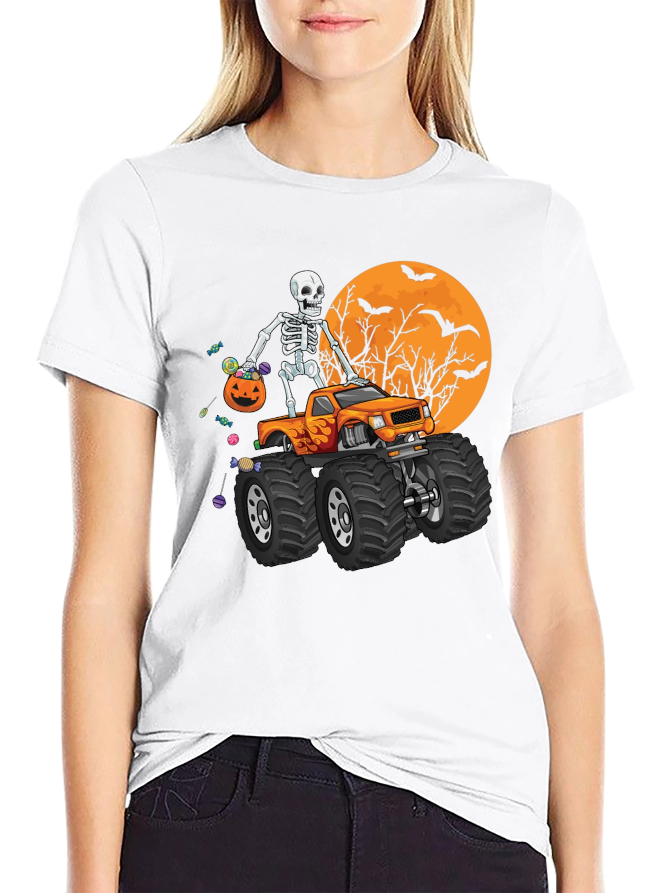 Halloween Skeleton Monster Truck T-Shirt